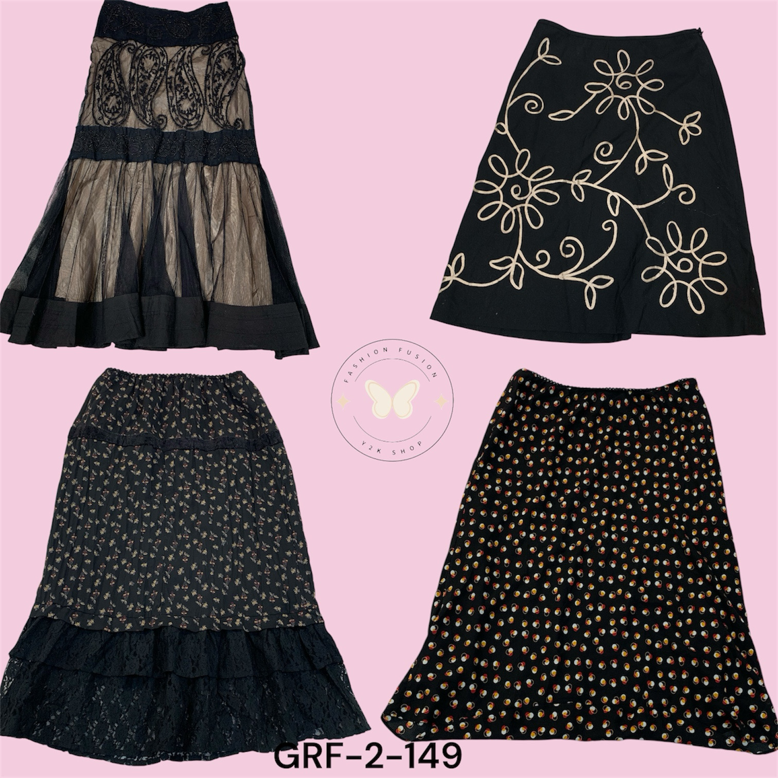 Chic Black Poly Printed Skirt – Everyday Glam (GRF..