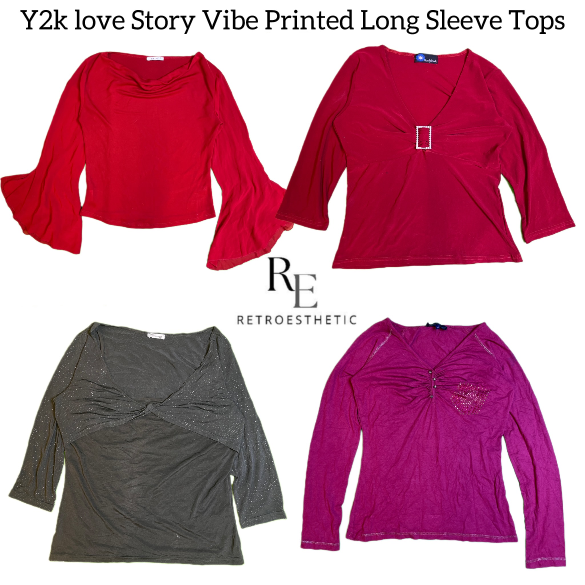 Y2 K Love Story Vibe T-shirts à manches longues RE..