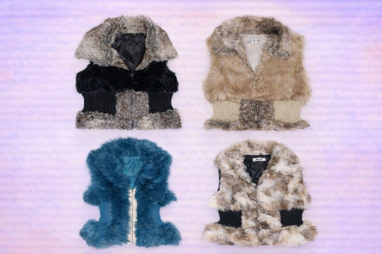 „Vintage Fellweste Mix – Y2K Winter Statementweste..