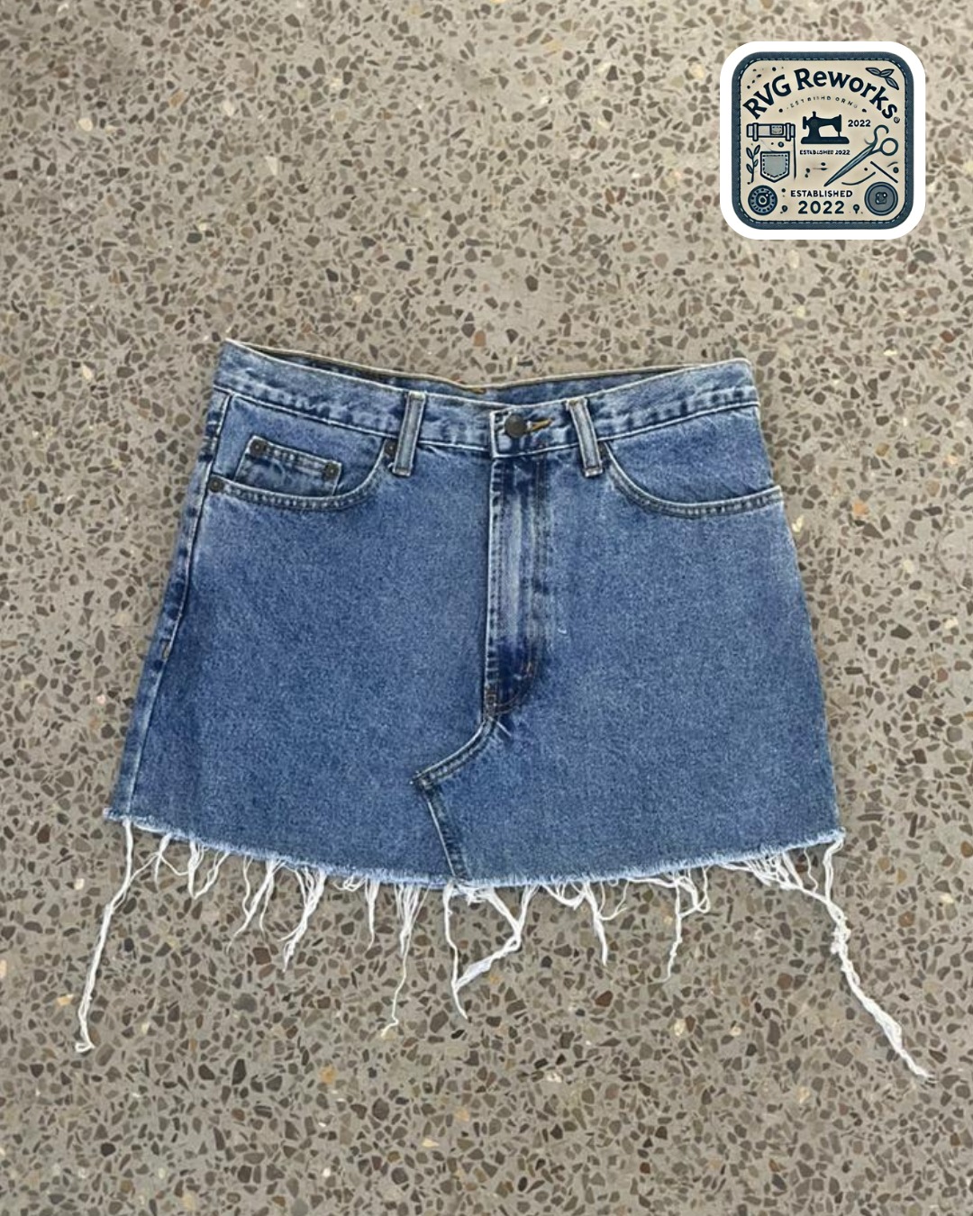 Jupe à franges en denim recyclé