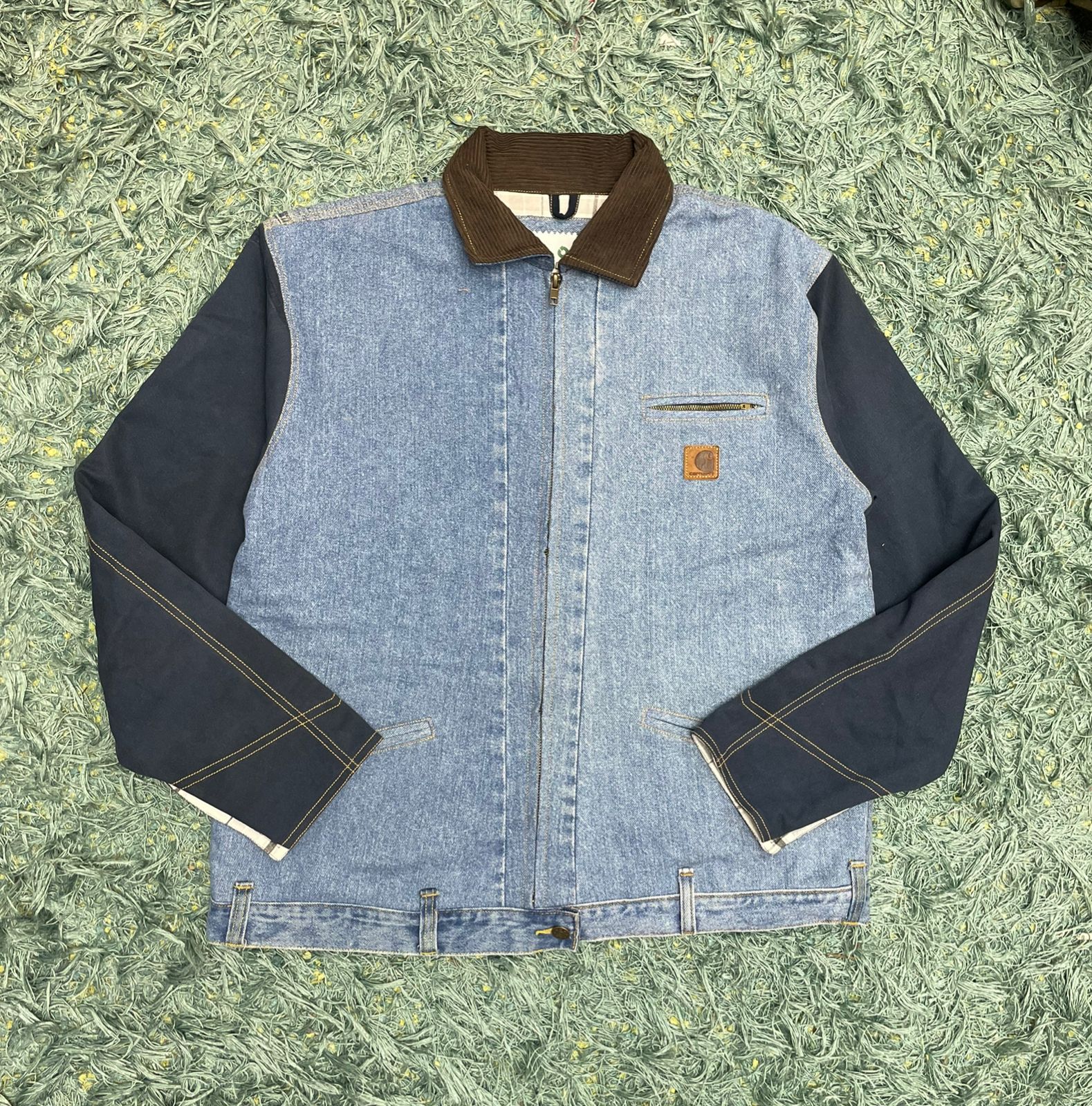 Upcycled Carhartt Denim Jackets with Canvas Sleeve..
