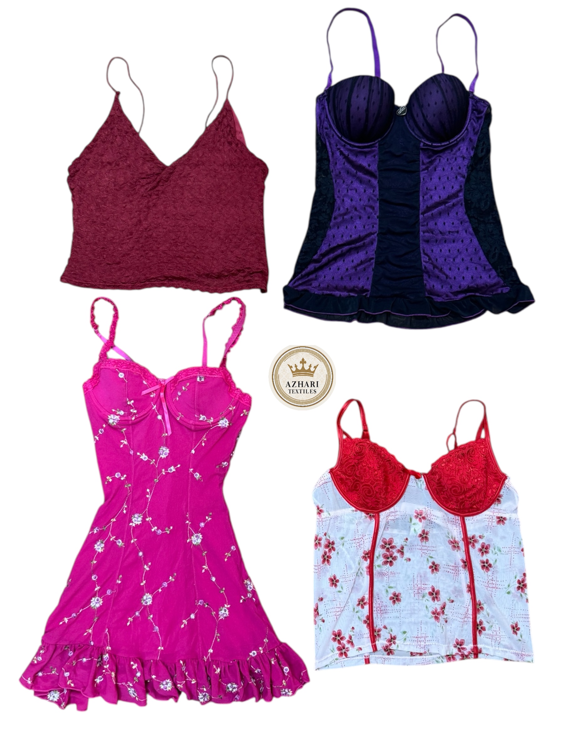 Y2K Red with pink silk cami Tops 10 pcs At 553