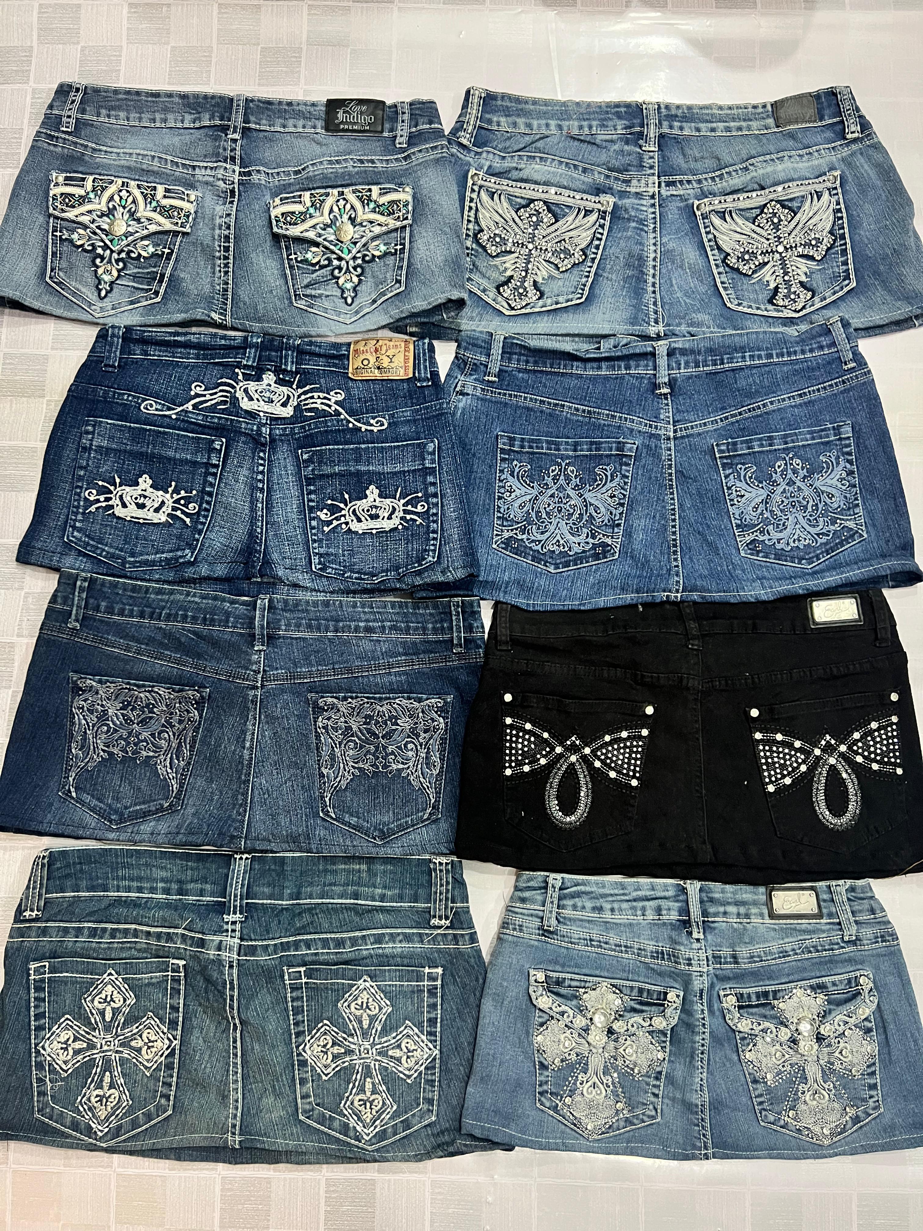 R420 Upcycled Damen Verzierte Y2k Mikro Mini Röcke