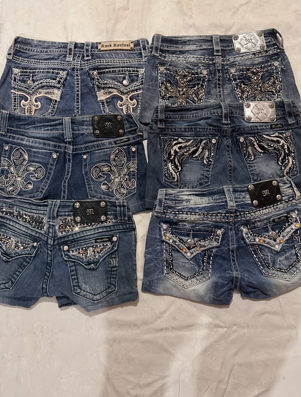 Miss me true religion rock revival mini shorts