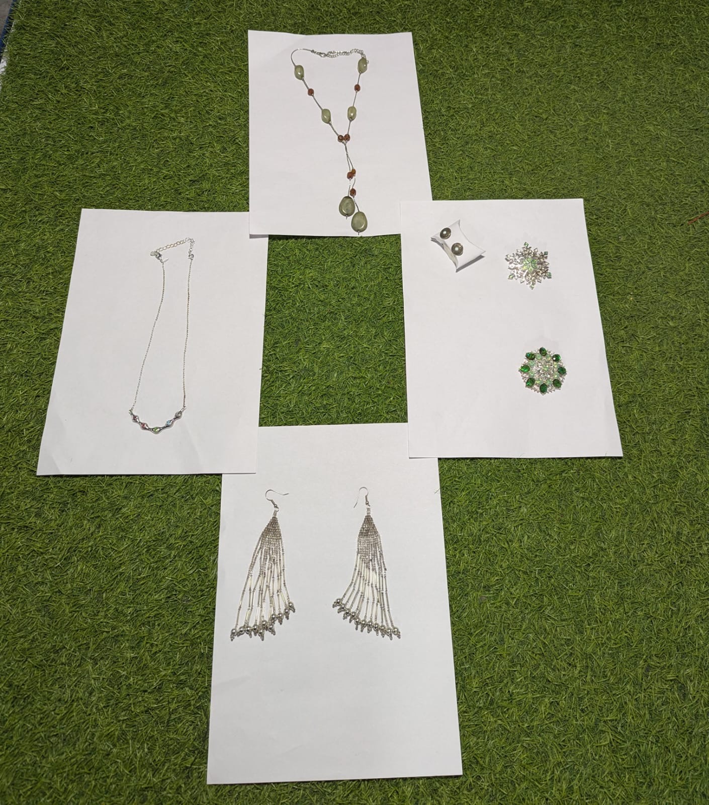 (FV-936) Bijoux Élégants en Pierre et Argent