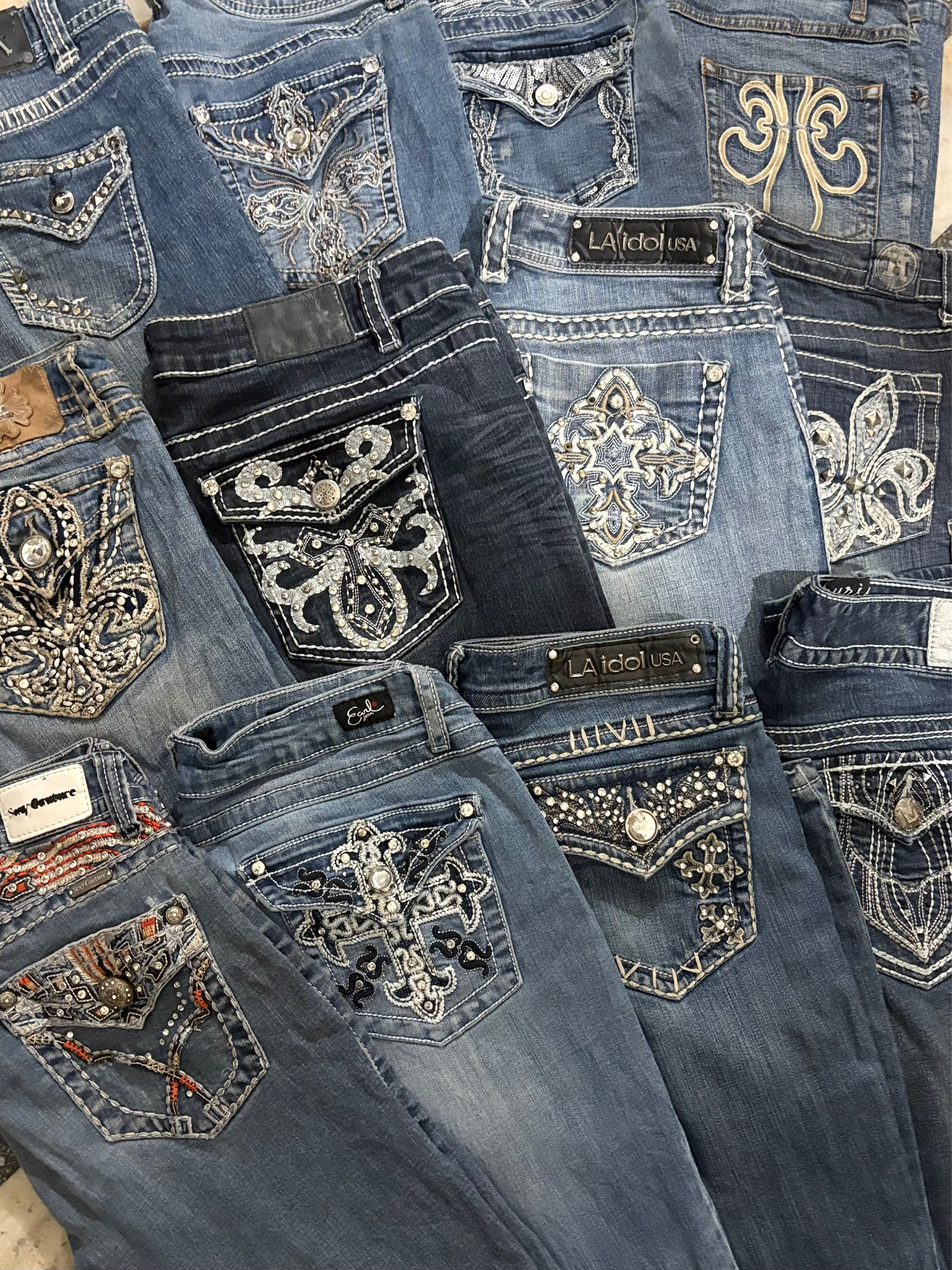 Y2K LADIES JEANS ONLY BOOTCUT stone, work, embroid..