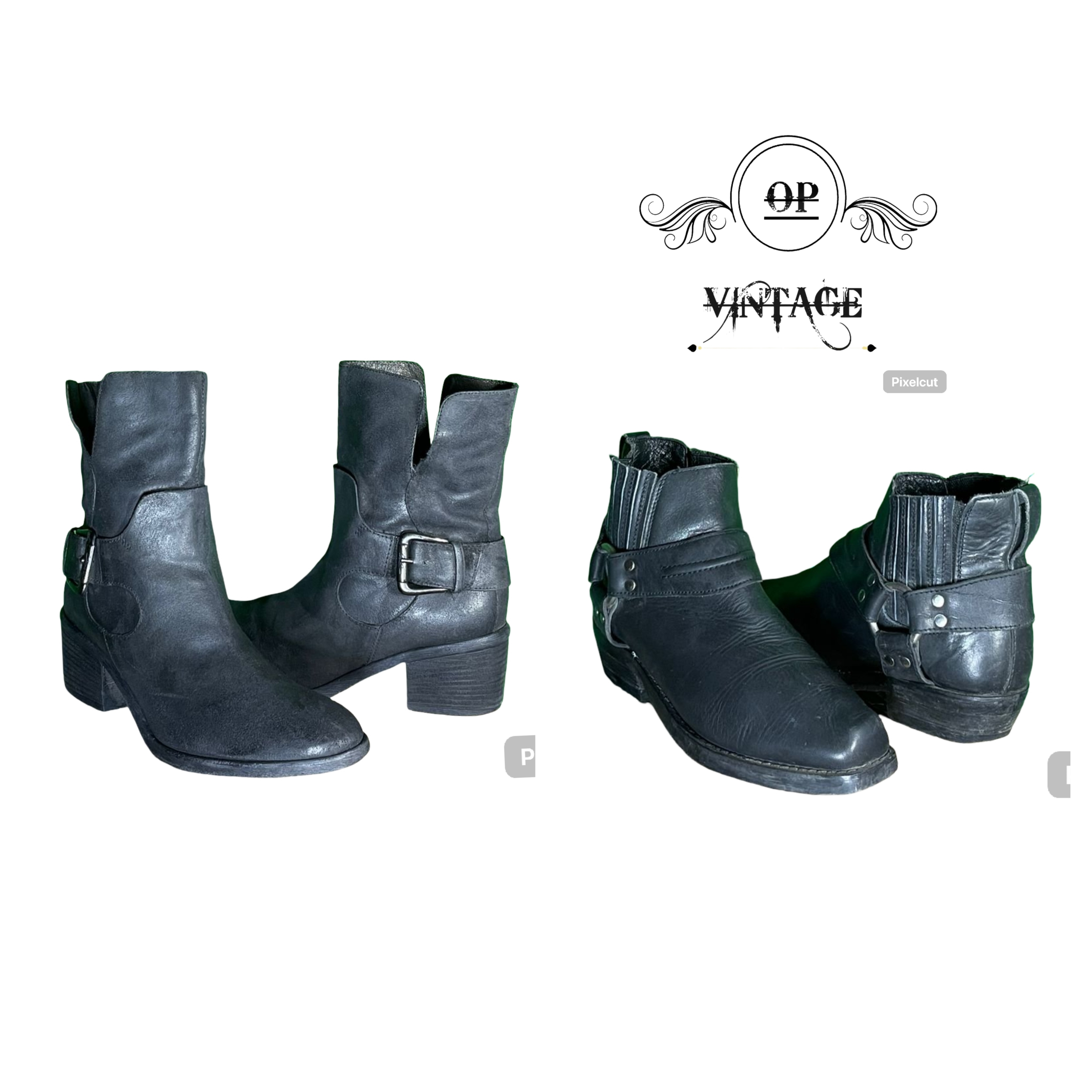 Op vintage 171 Short Buckle Style Biker Boots