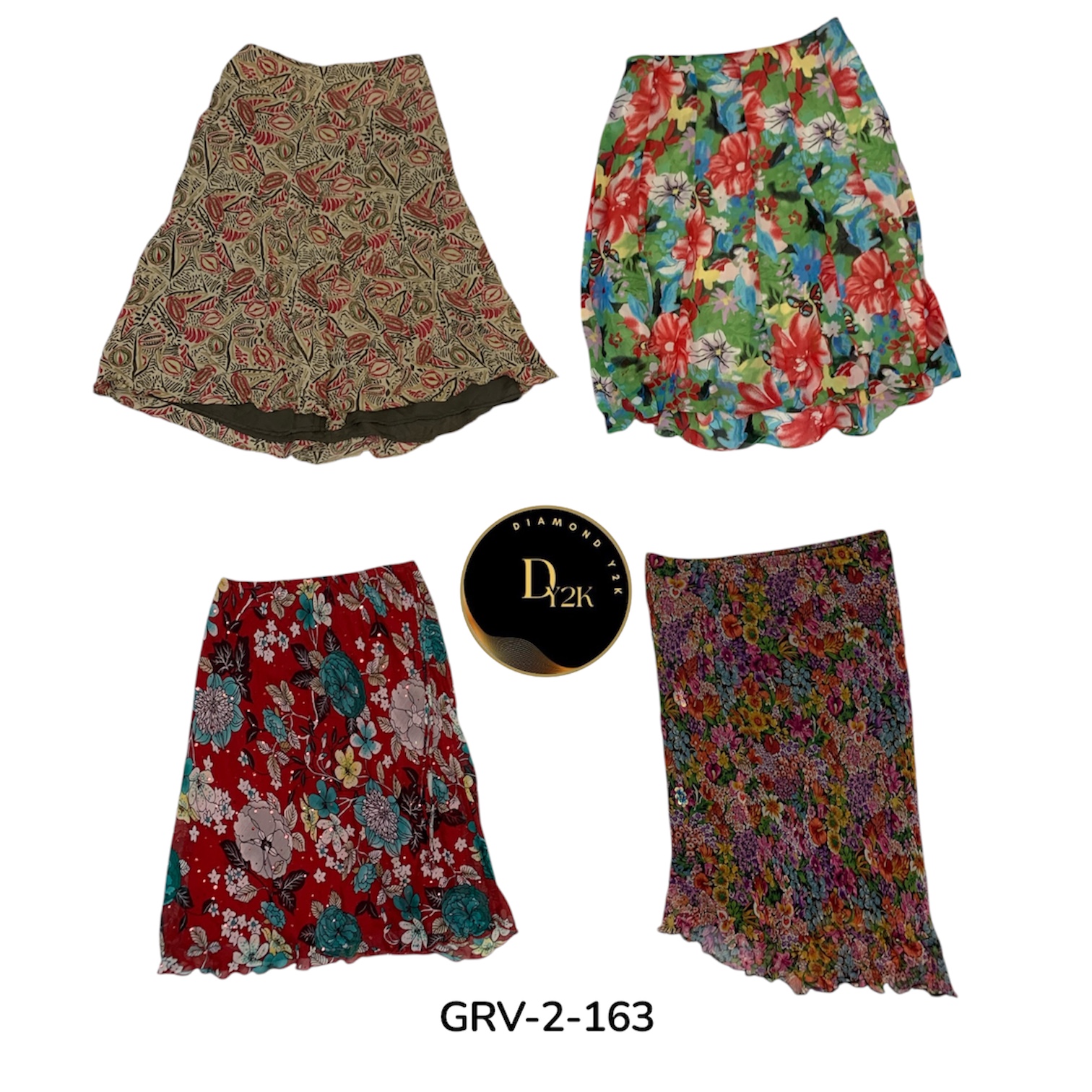 Retro Mix Flora Poly Skirt – Early 2000s Aesthetic..