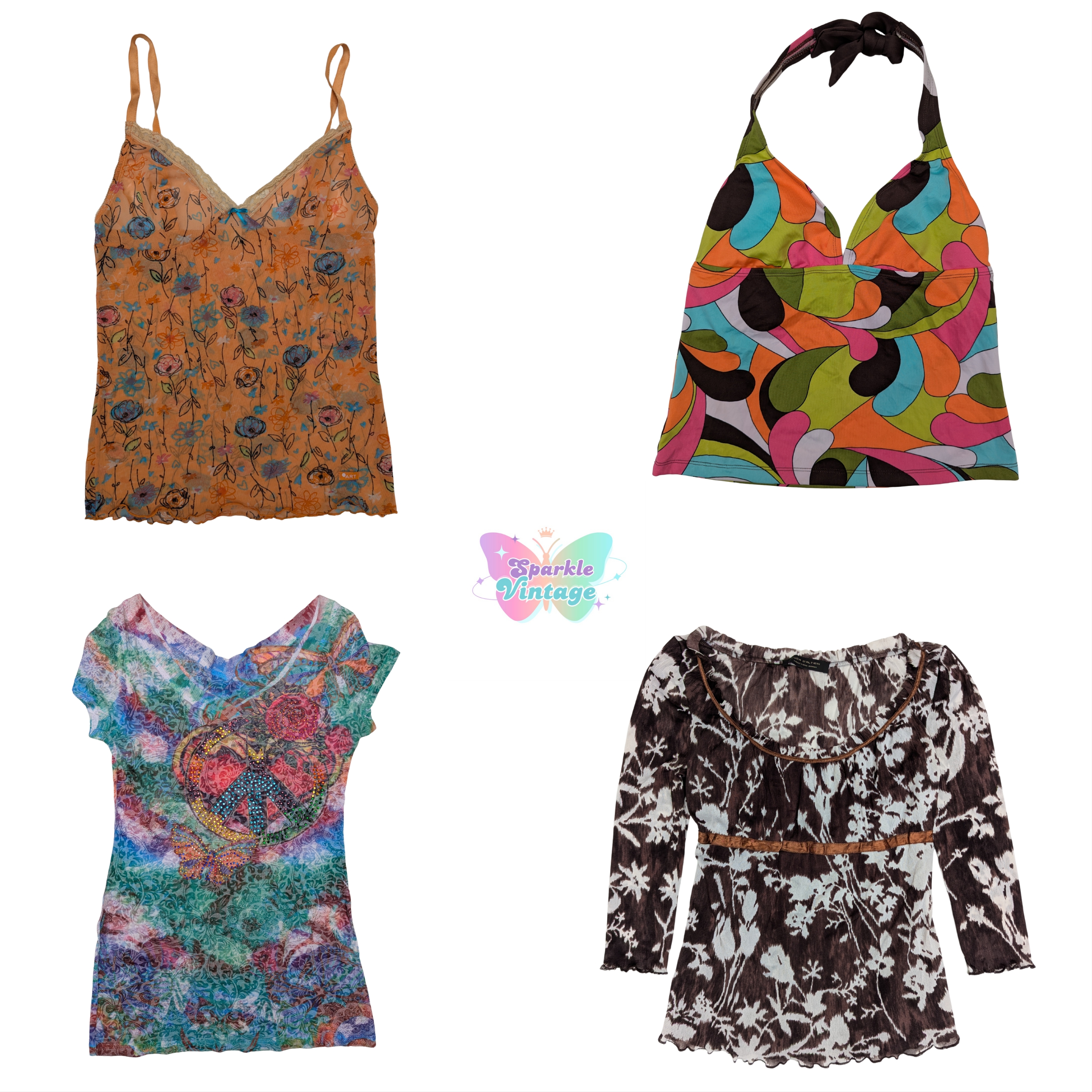 Collection de Hauts d'Été Vintage Floral et Abstra..