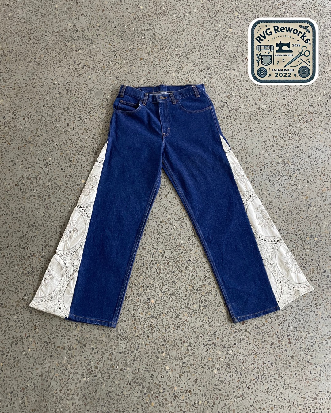 Upcycled Denim & Tablecloth Pants