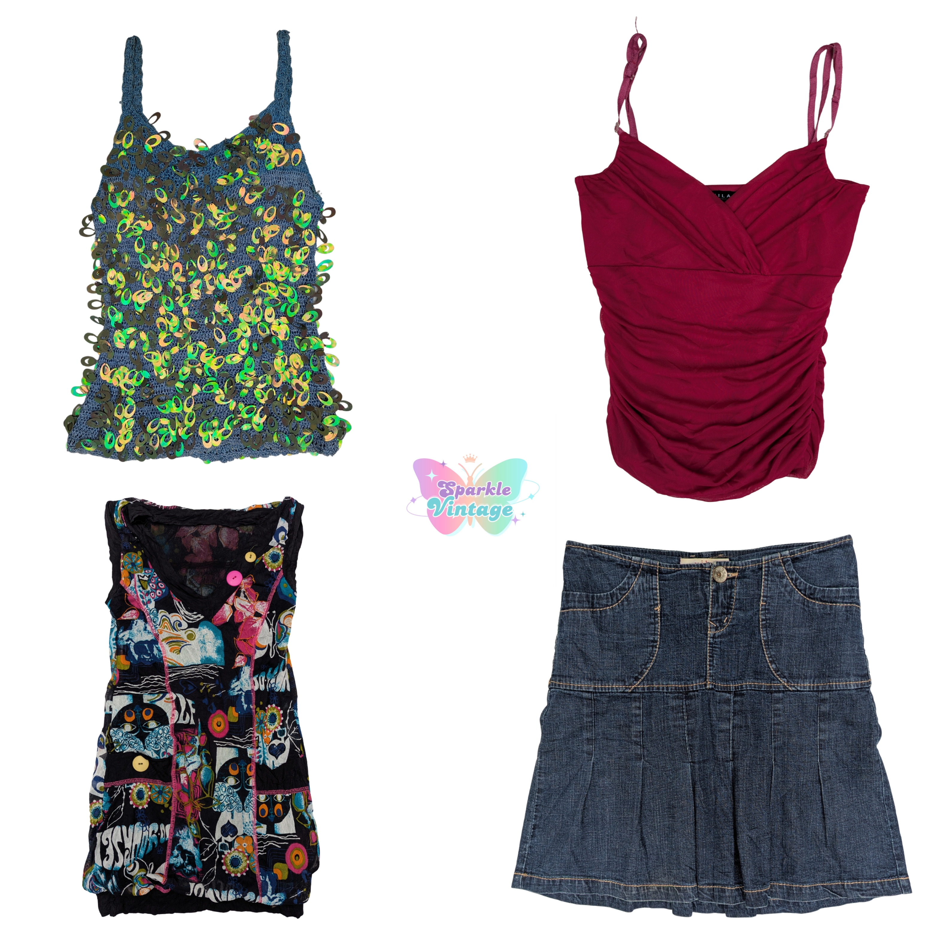Y2K Glam & Retro Essentials Bundle – Tops en sequi..
