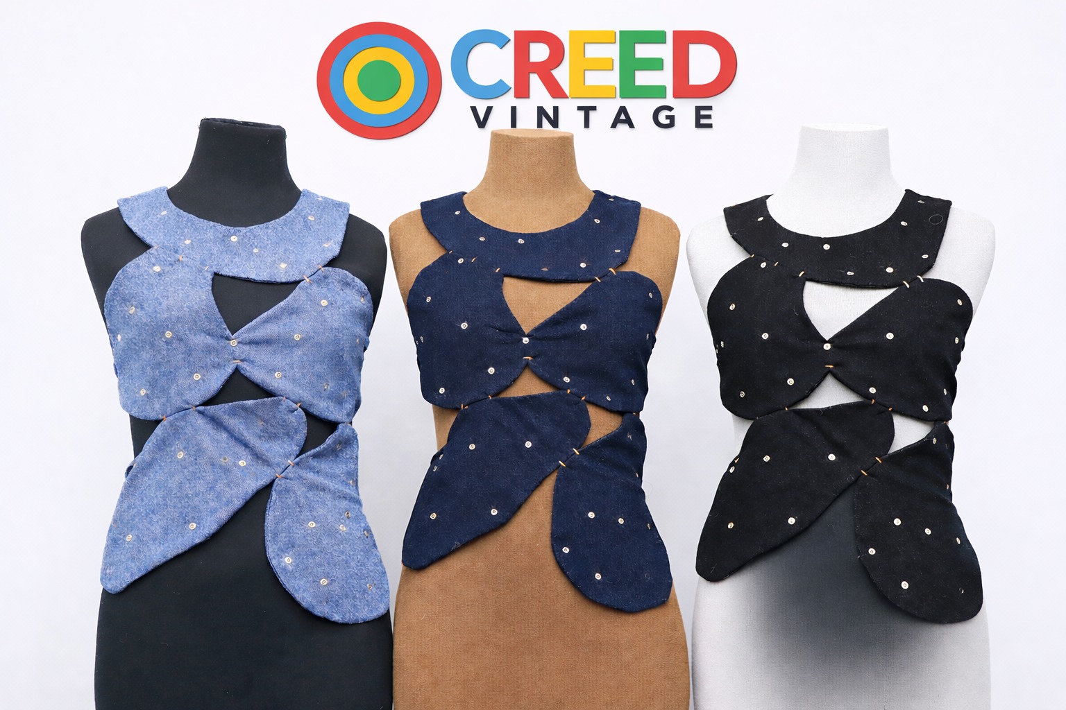 Top de Corpete Reciclado em Denim Abstrato com Rec..