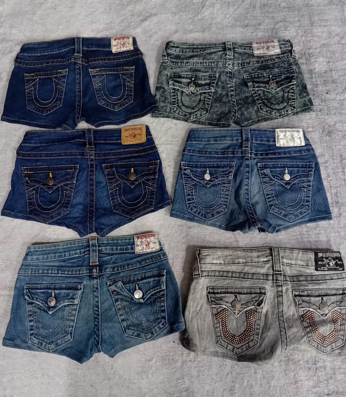 CR6710 Upcycled True Religion Mini Shorts