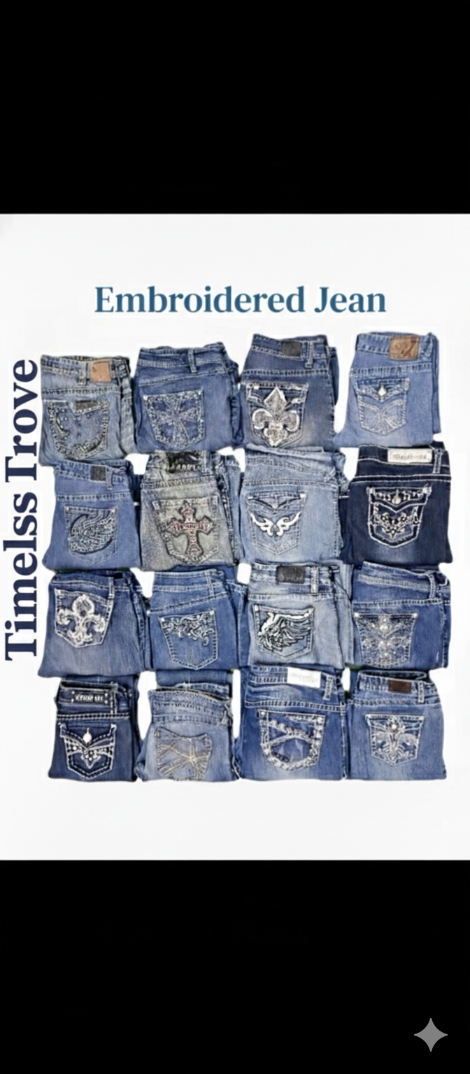 Jeans bordados Y2k