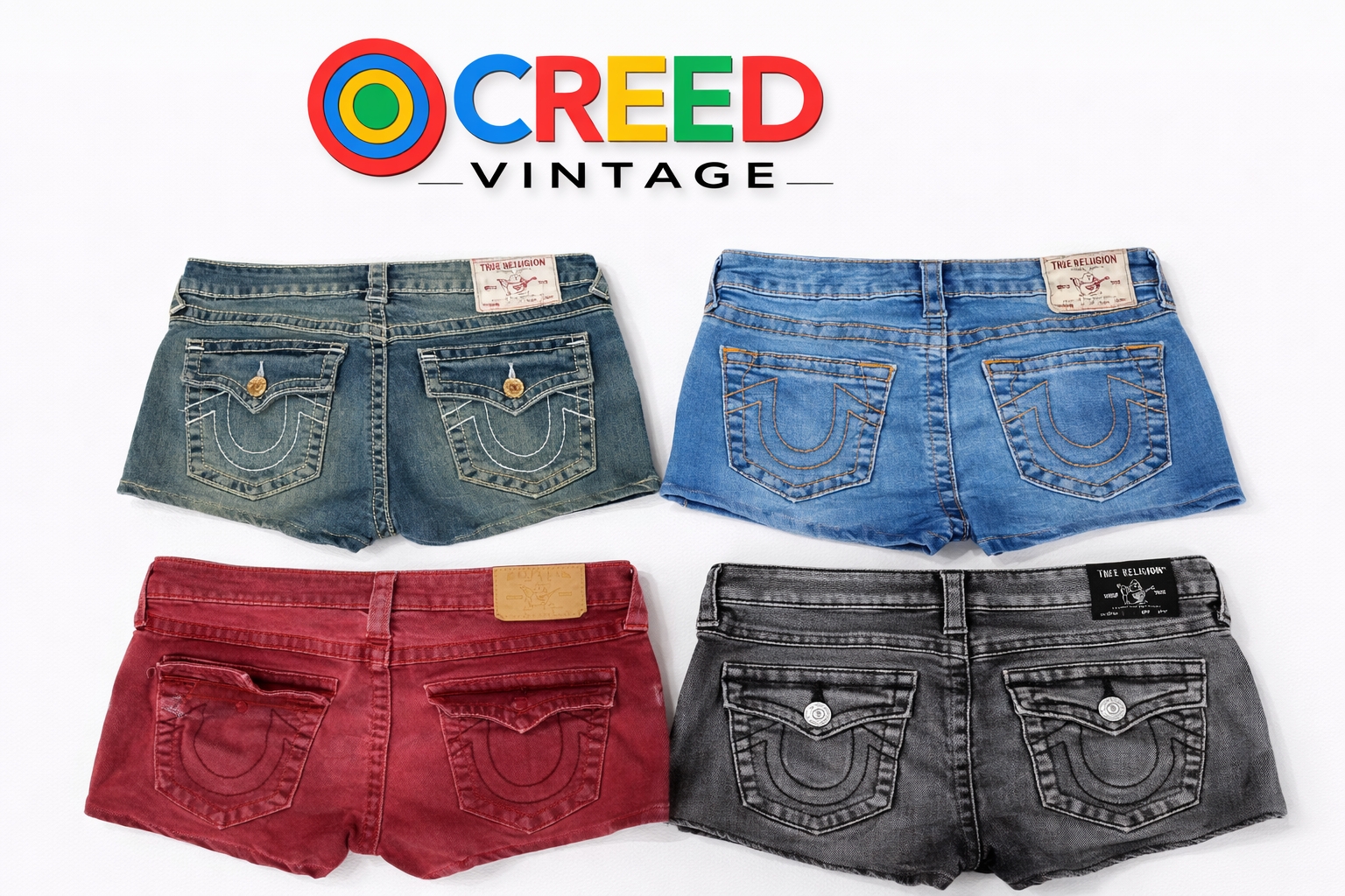 CR6722 Upcycled True Religion Shorts