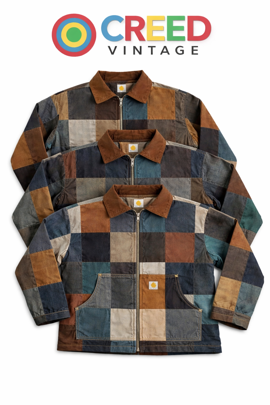 CR1351  Upcycled Heritage Patchwork Zip Jacket