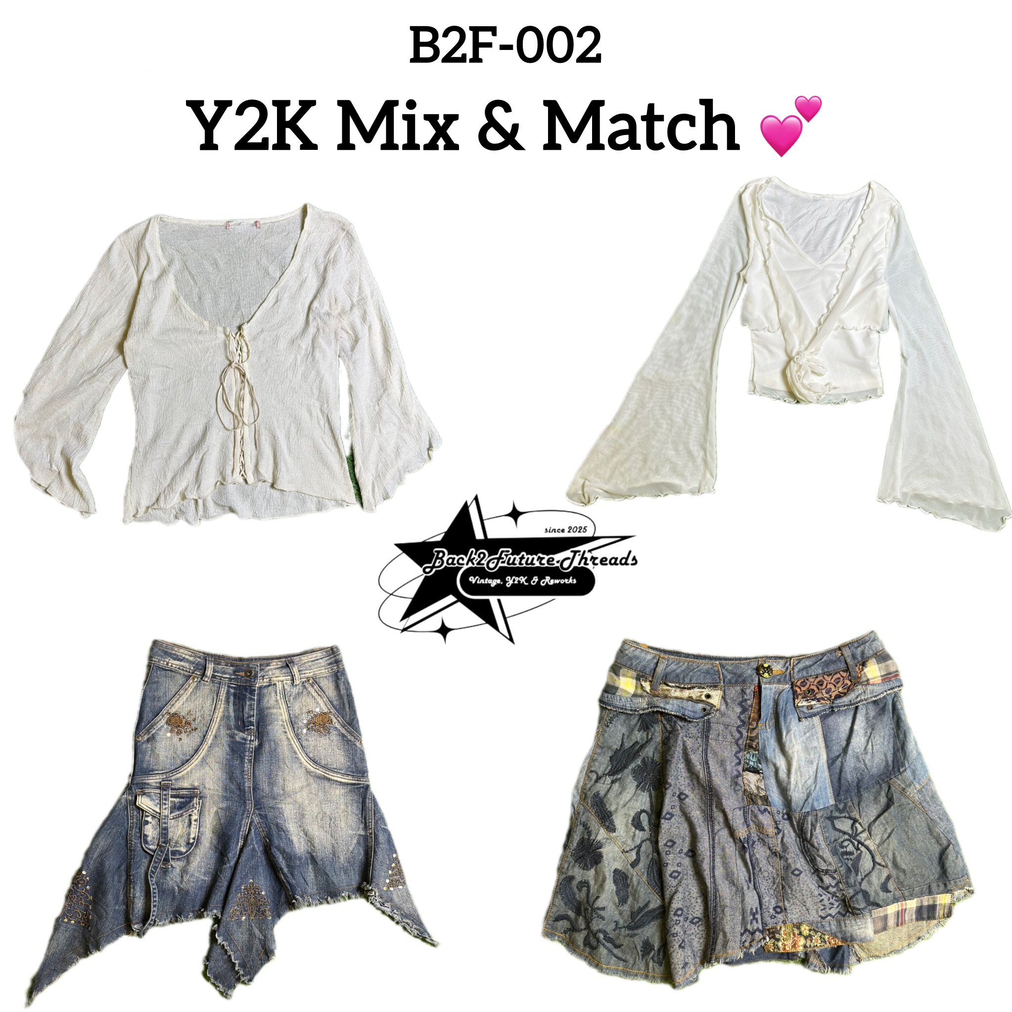 Y2K Top & Skirts Bundle (B2F-002) (Mesh & Denim)