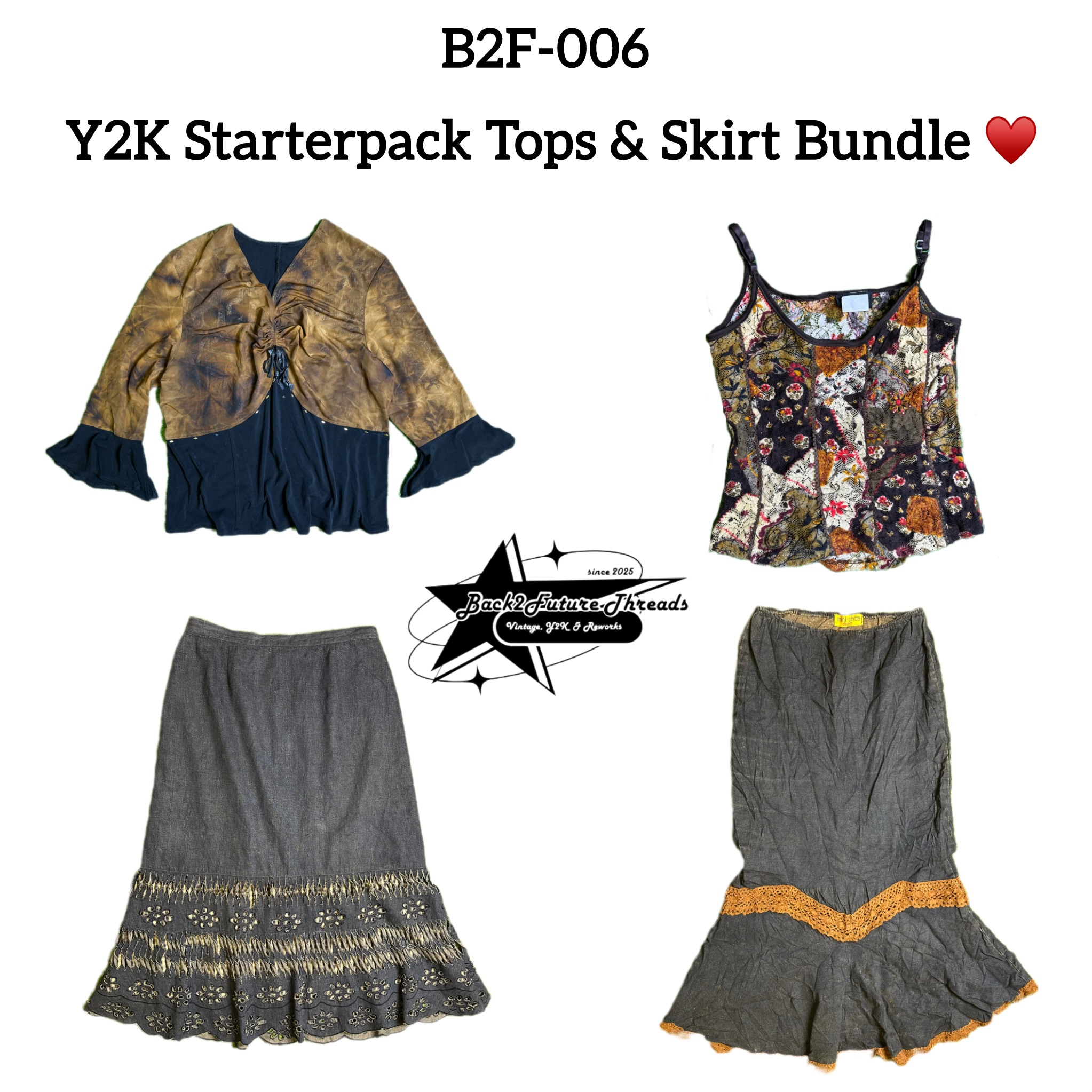 Y2K Starterpack Tops & Skirt Bundle ♥️ (B2F-006)