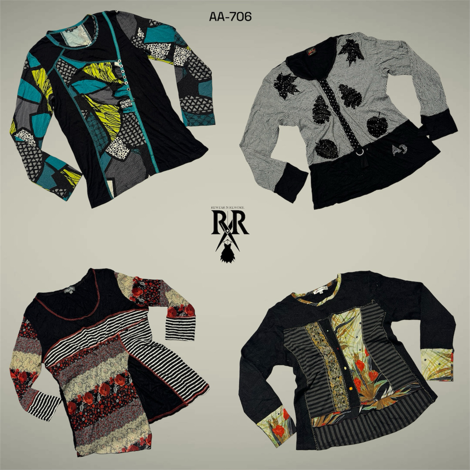 Y2K Colourful Retro Vibe Full Sleeve Tops (AA-706)