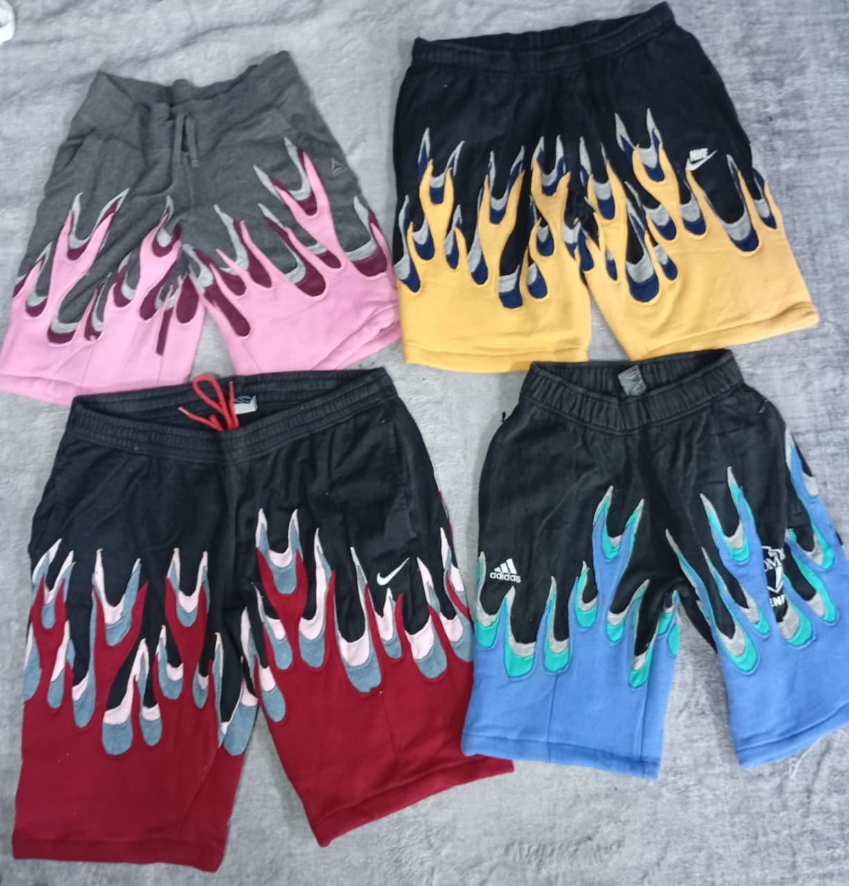 CR6777 Upcycled Mix Brand Flame Shorts