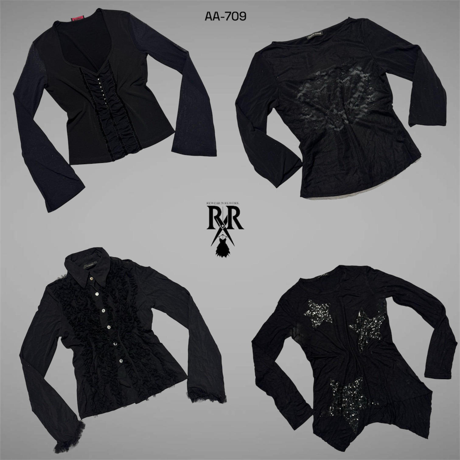 Y2K Black Gothic Full Sleeves Tops (AA-709)