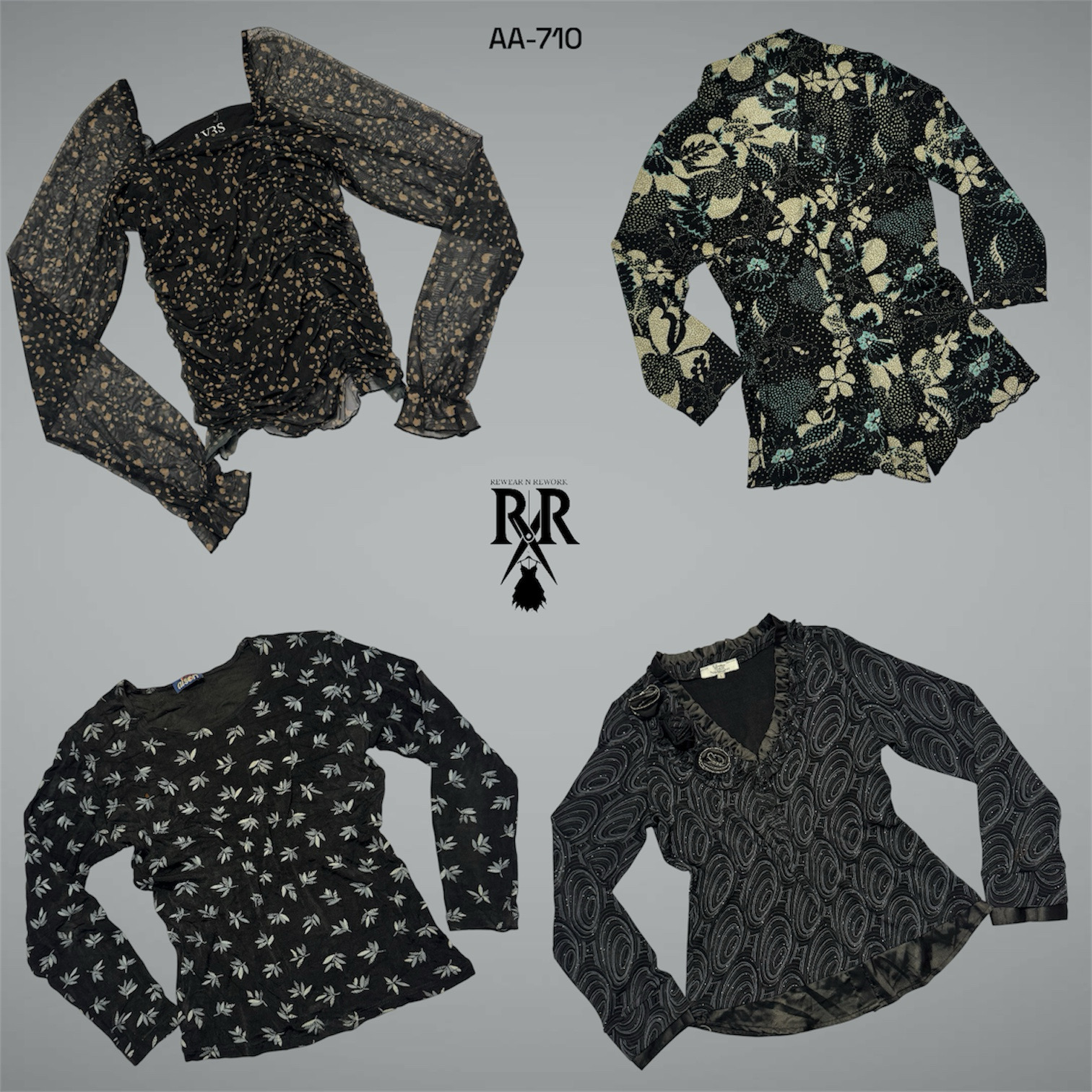 Y2K Black Rave Full Sleeve Tops (AA-710)