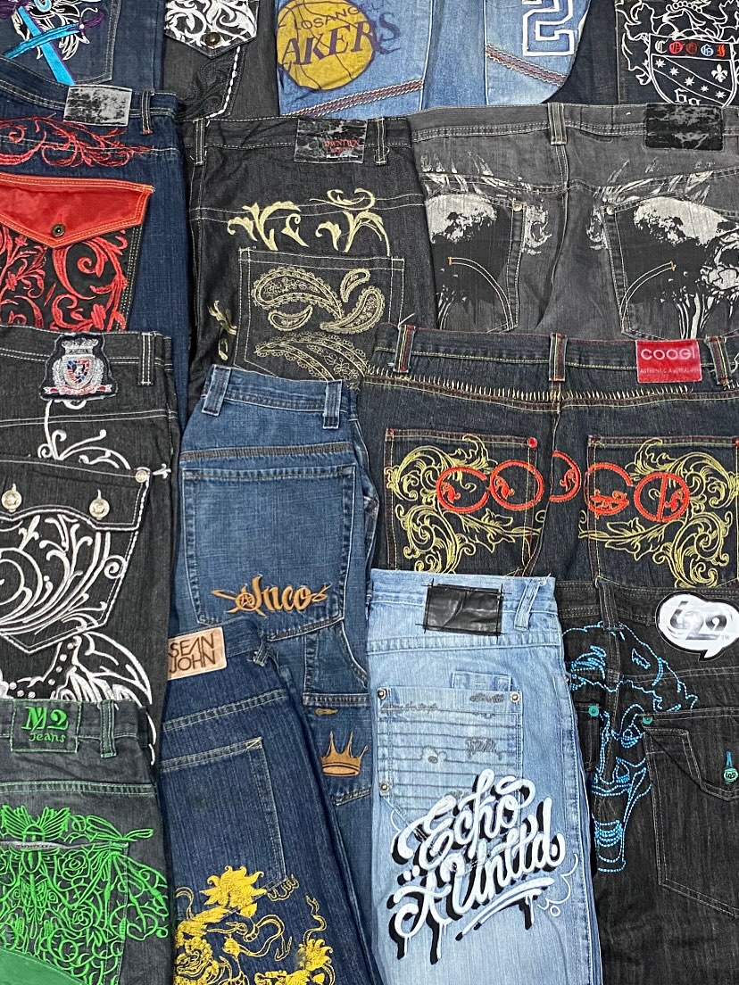 Hiphop Branded Embroidery Jeans Y2K