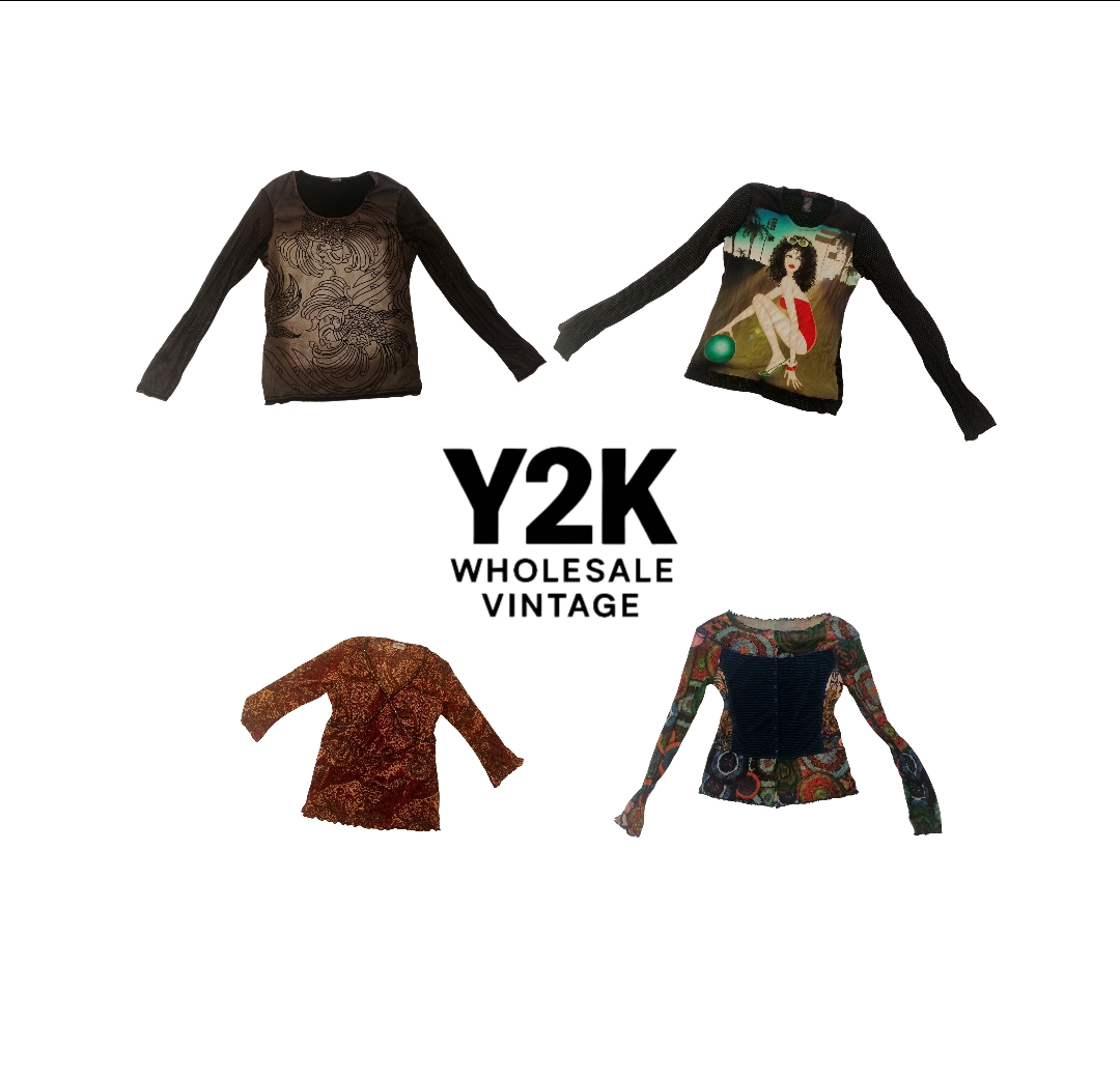 Y2K European Mesh Long sleeve Tops with custo (YWV..