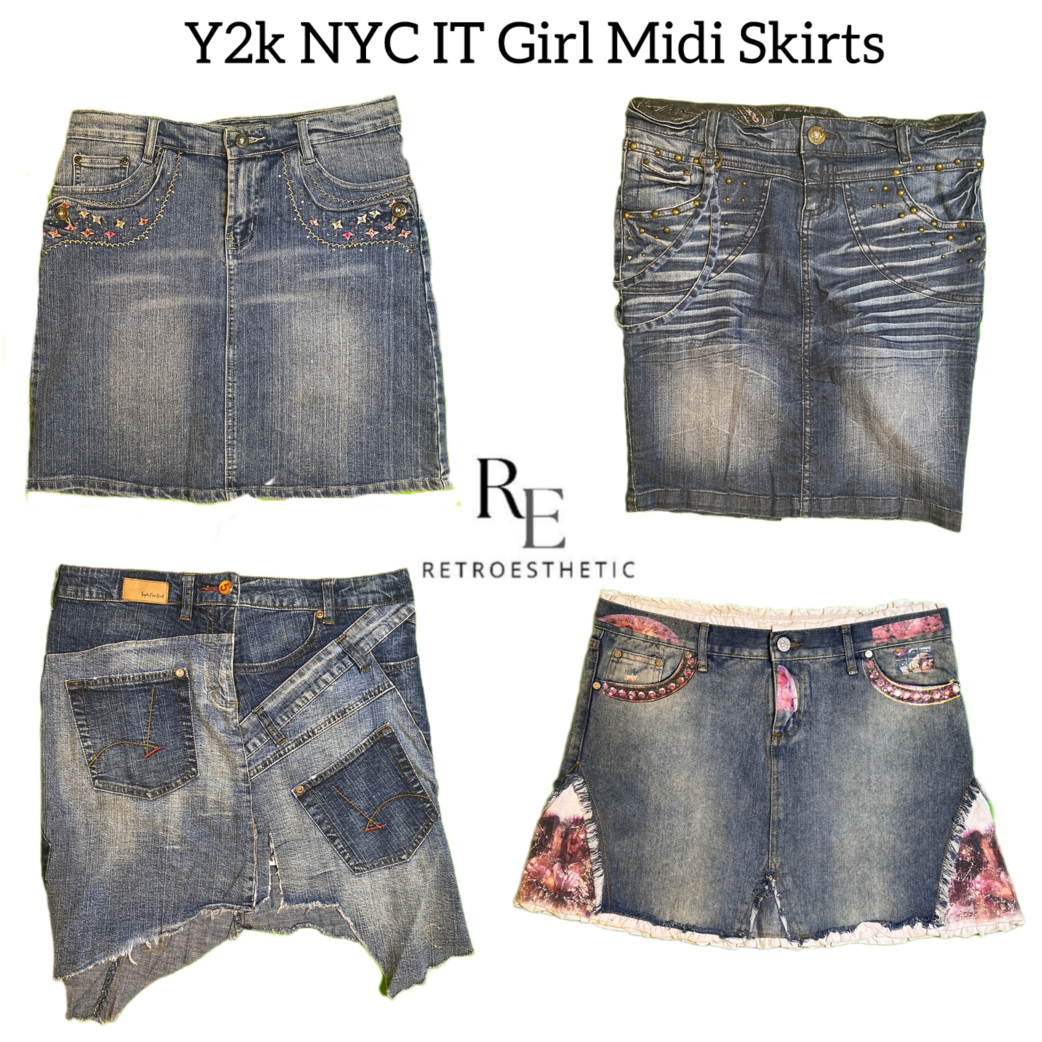 Y2K NYC IT Girl Denim Midi Skirts RE-2808