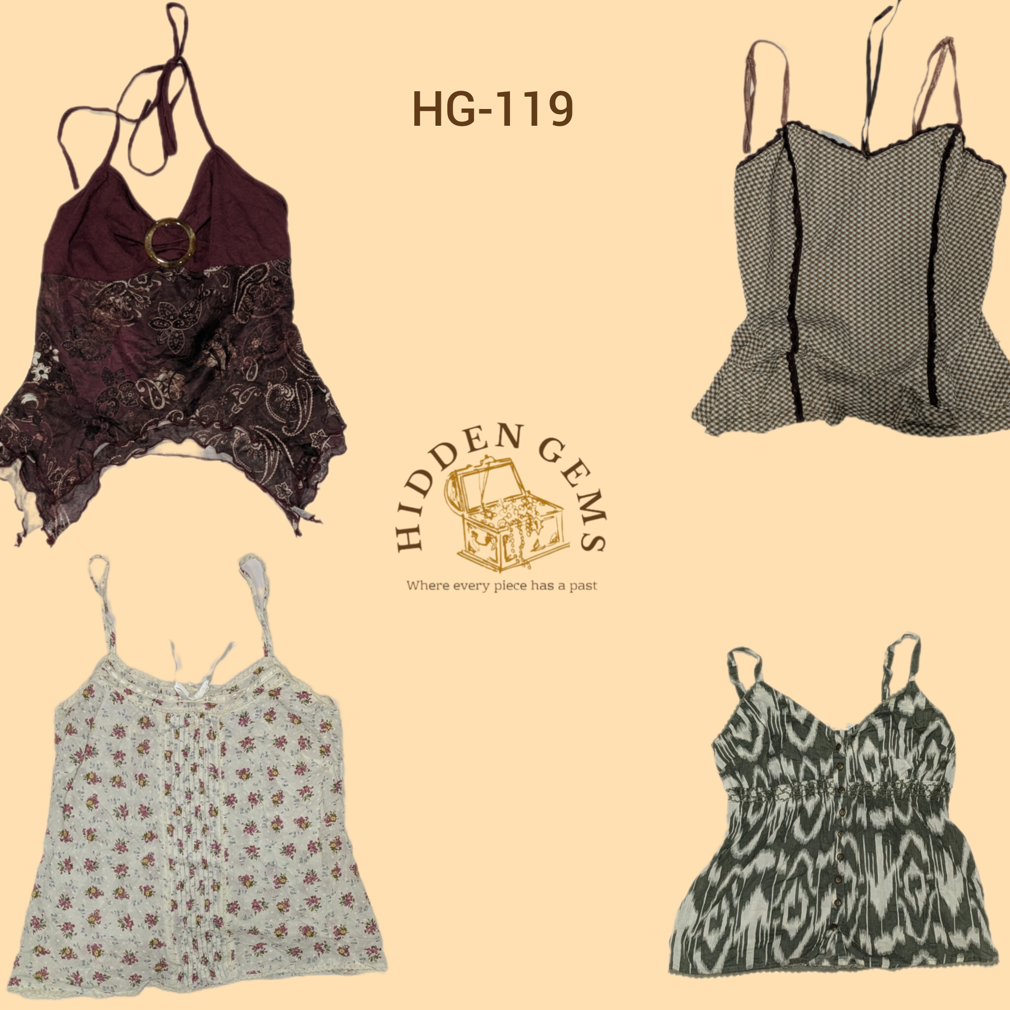 Hauts uniques de ton terreux Y2K (HG-119)