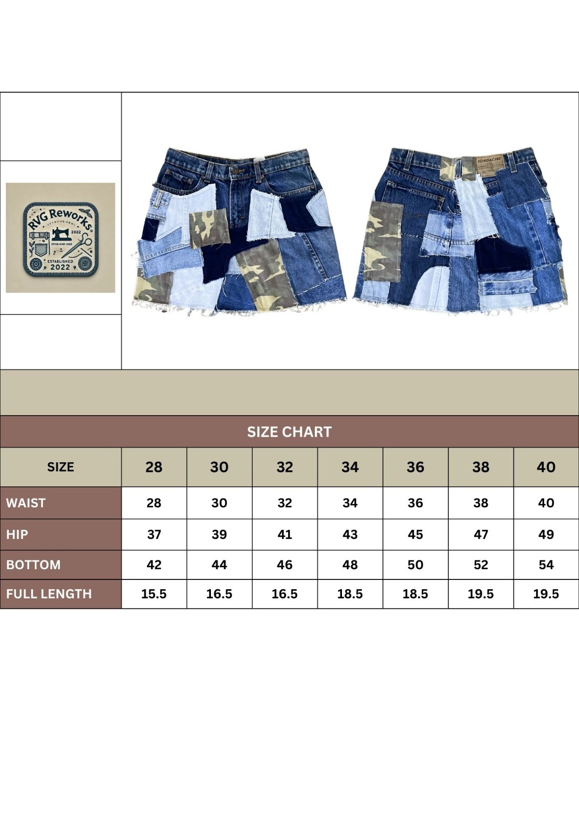 Gonna in denim patchwork riciclata