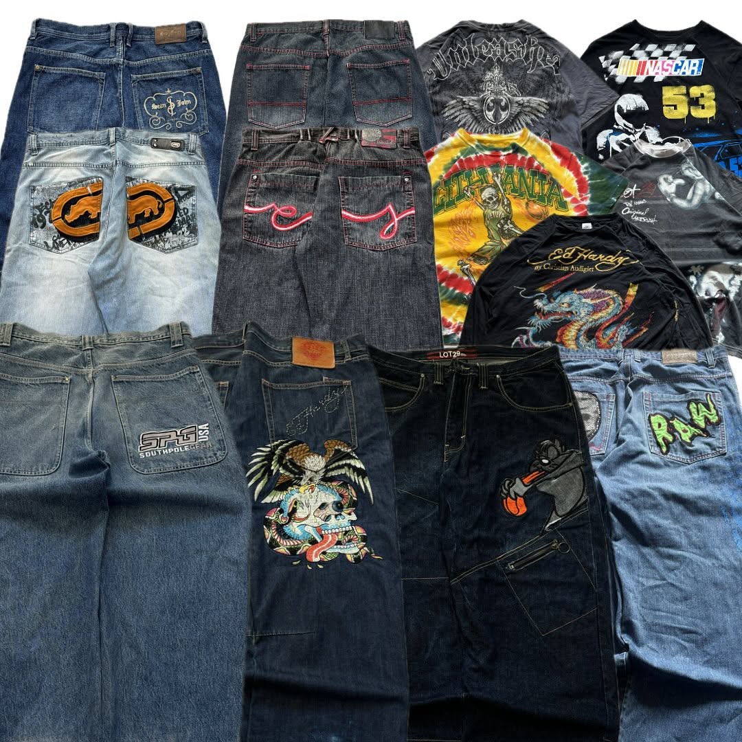 Y2K Embroidery Branded Jeans Hiphop