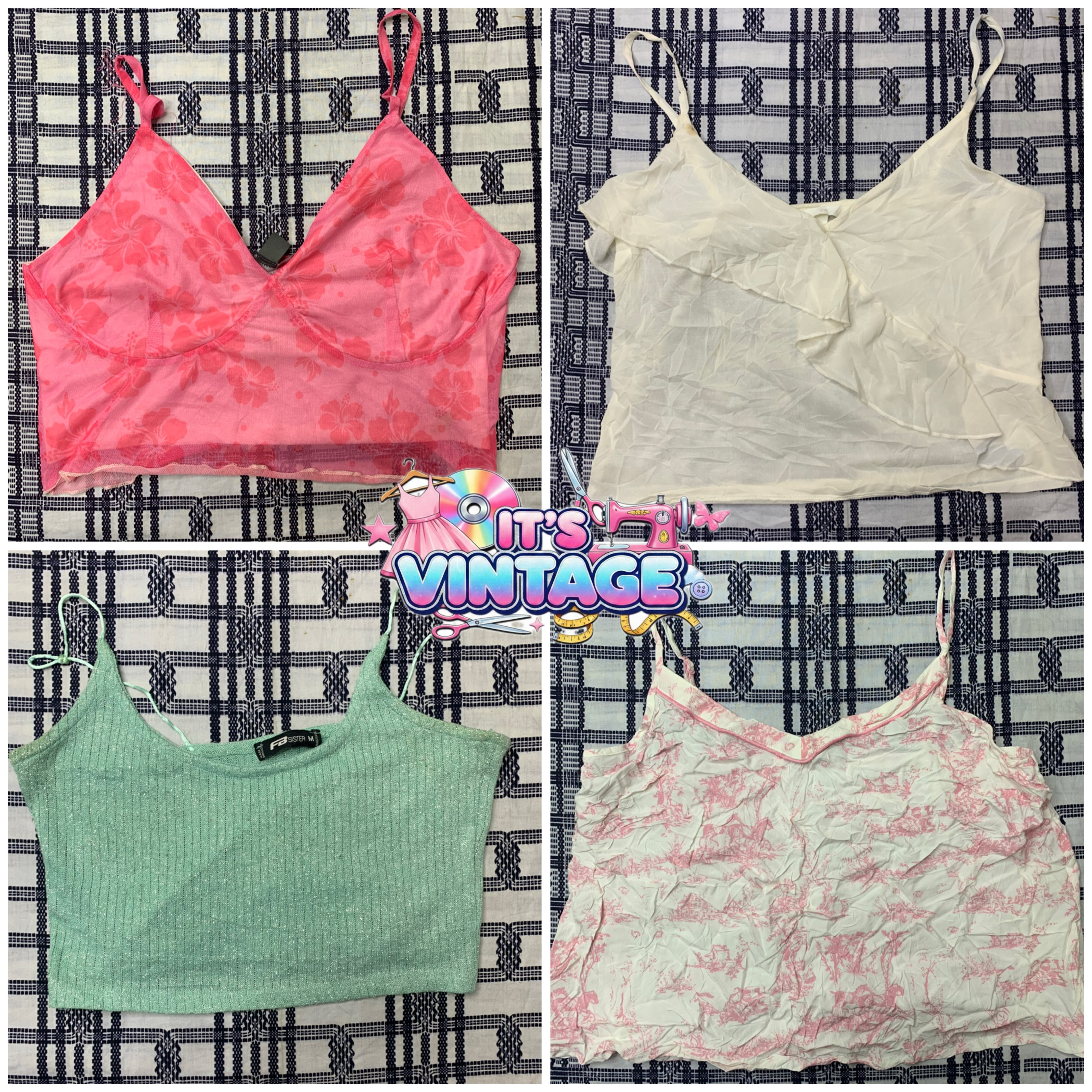 Y2K Cami Top Bundle Wholesale | Sheer Floral & Rib..