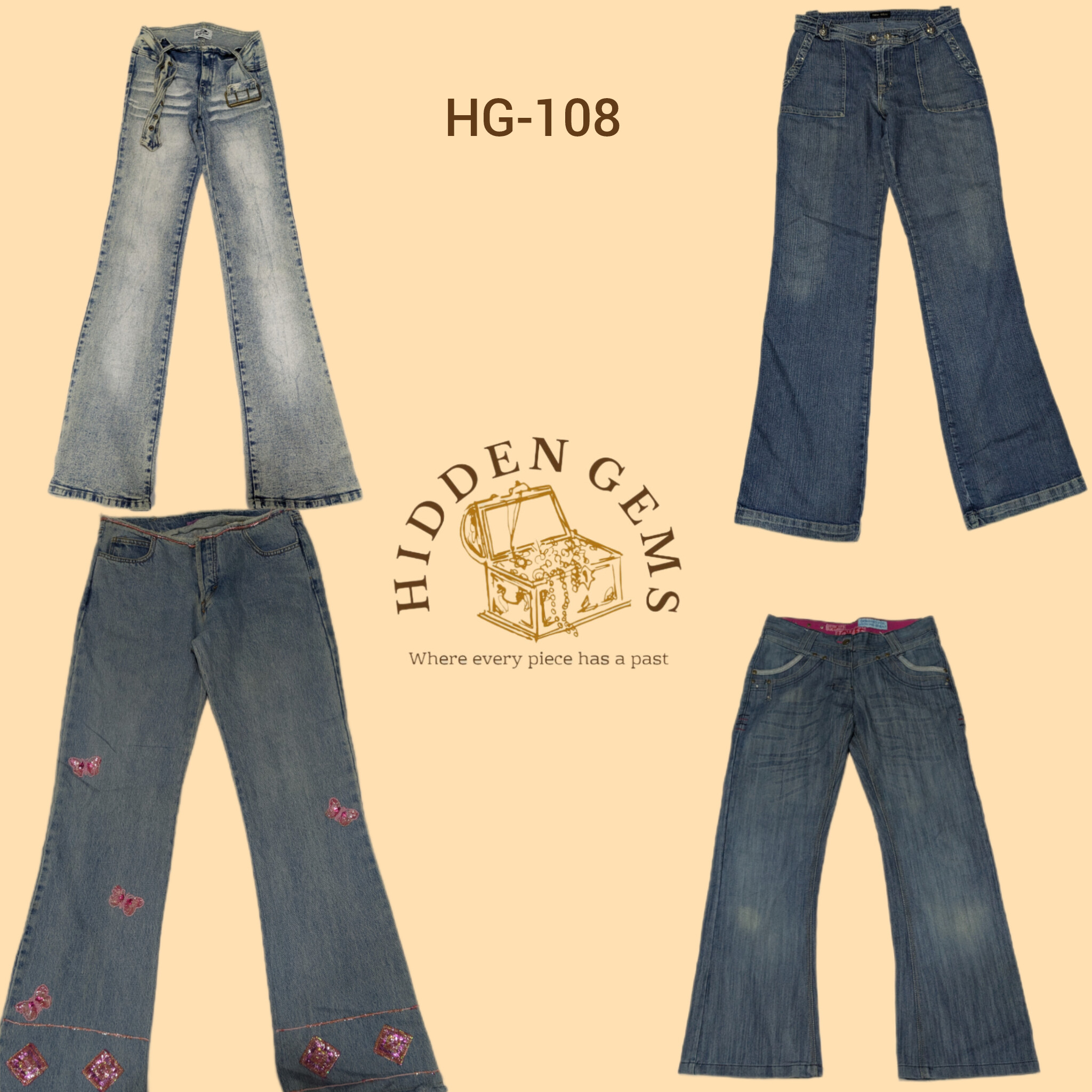 Y2K Unique Flared Jeans (HG-108)