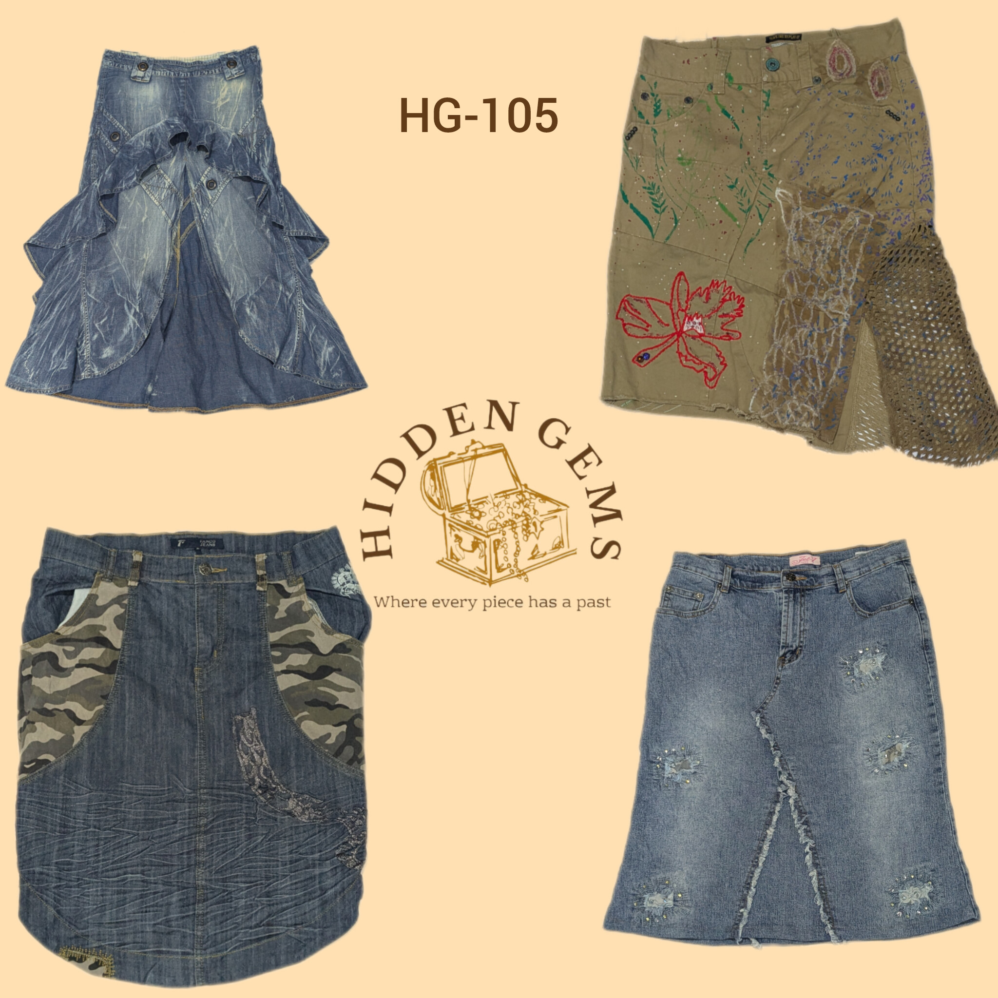 Y2K Unique Denim Midi Skirts (HG-105)
