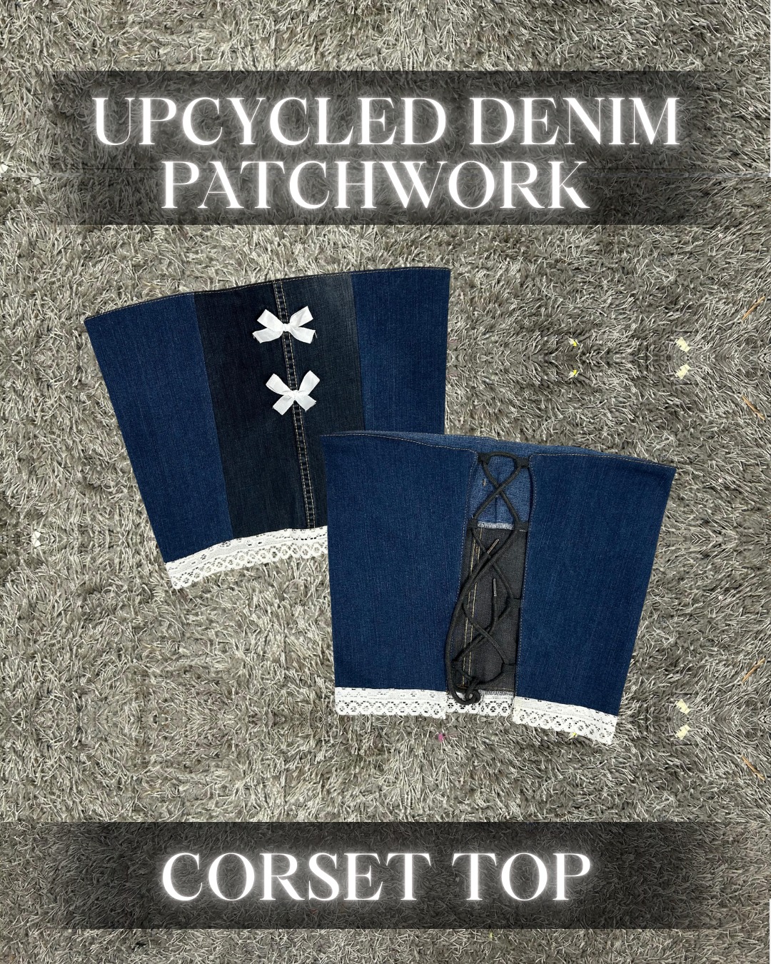 Upcycled Denim Patchwork Corset Top