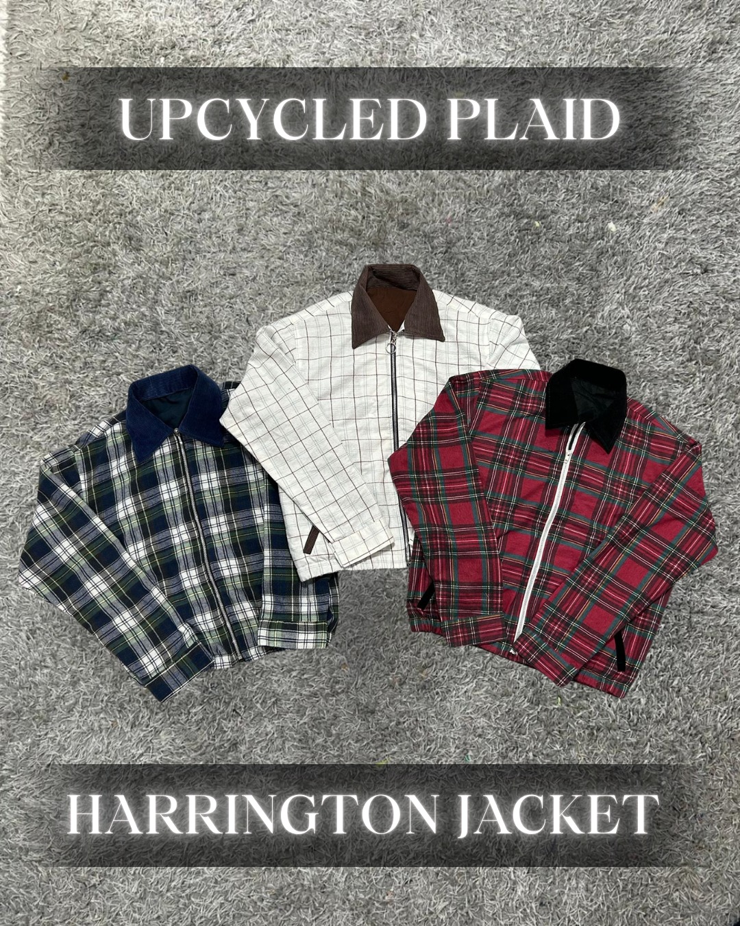 Upcycled Plaid Harrington Jackets
