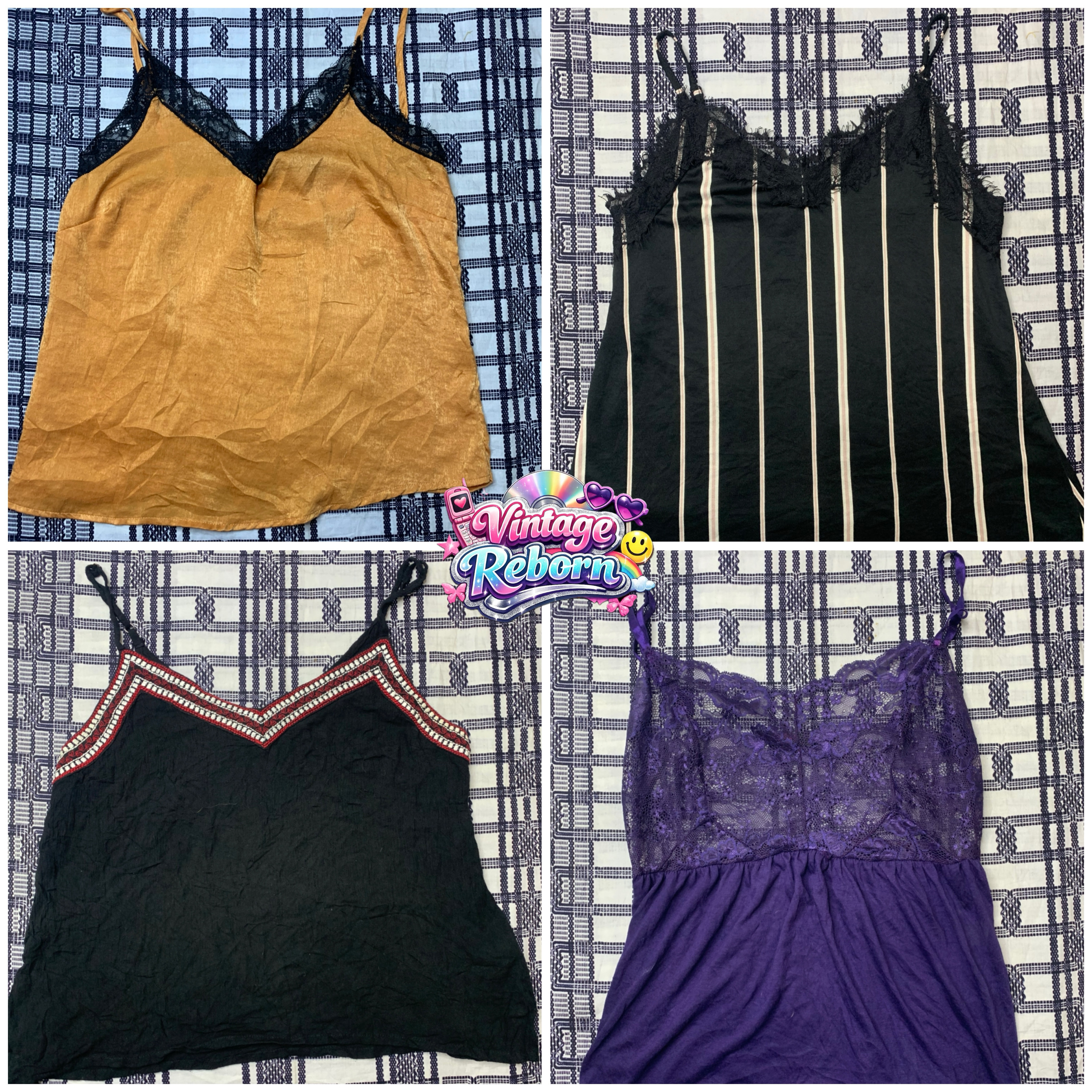 Y2K Lace & Satin Cami Bundle – Branded Vintage Mix..