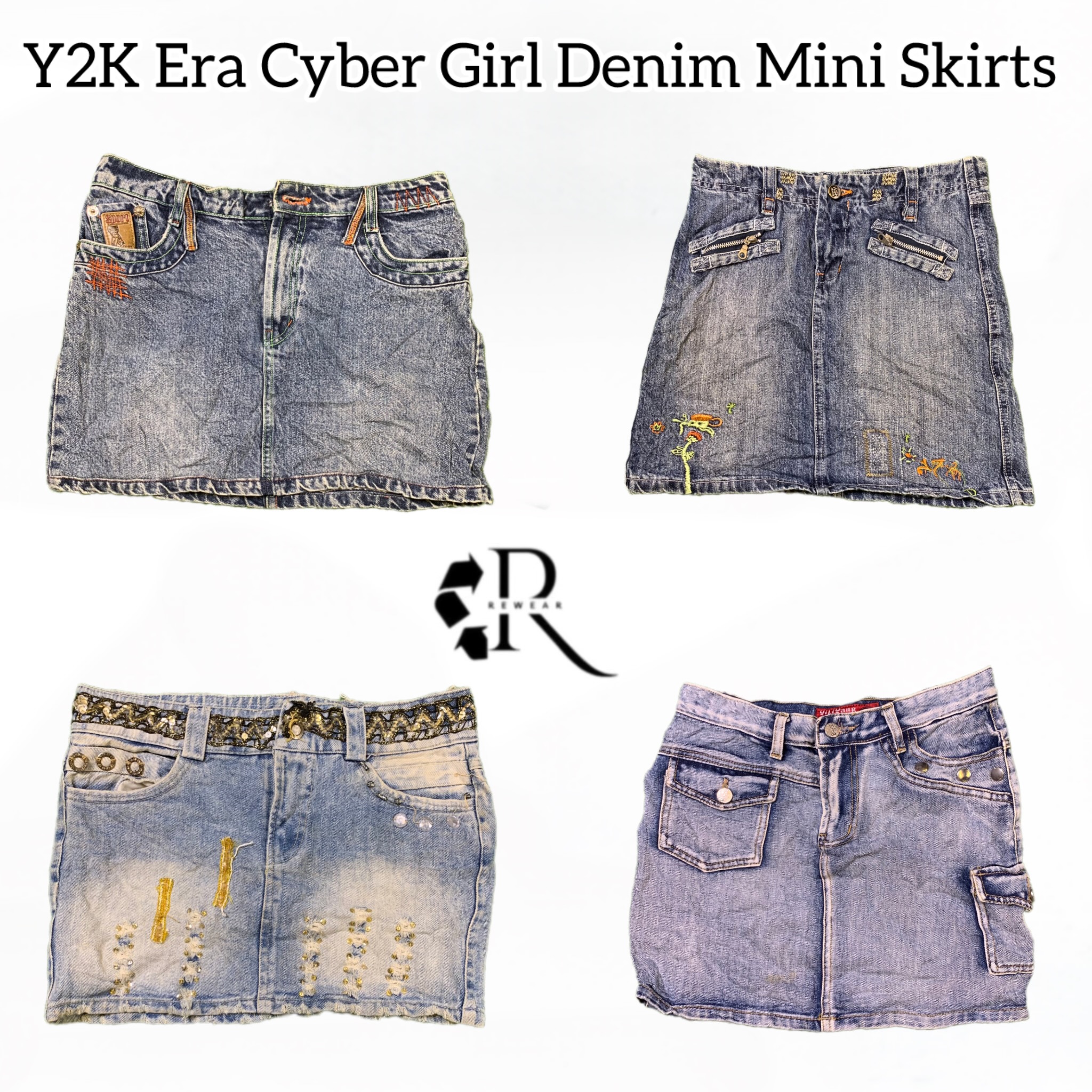 Y2K Girl Era Cyber Denim Mini Skirts Rw-1613