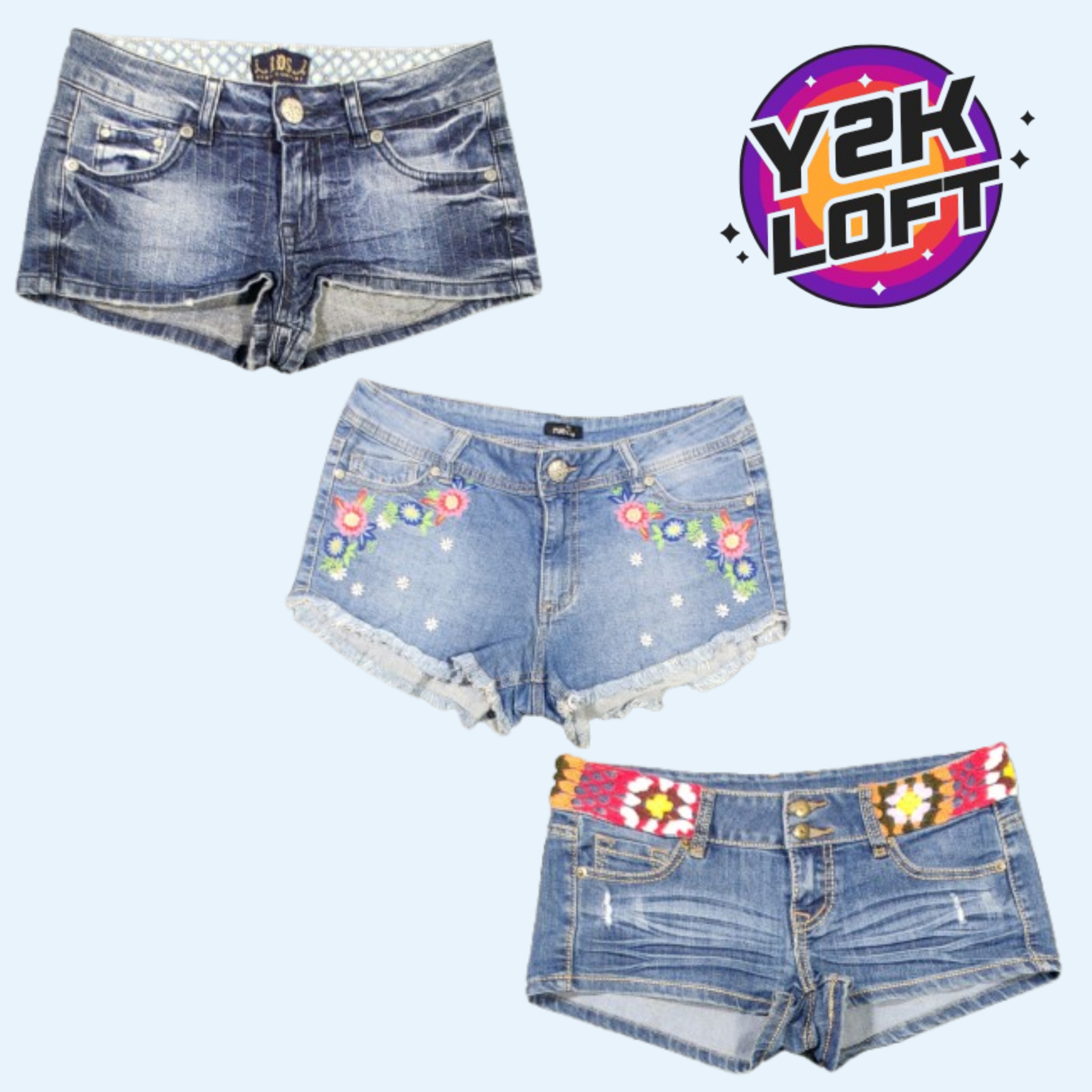 Y2K Paris Hilton Era Denim Mini Shorts (FB-018)