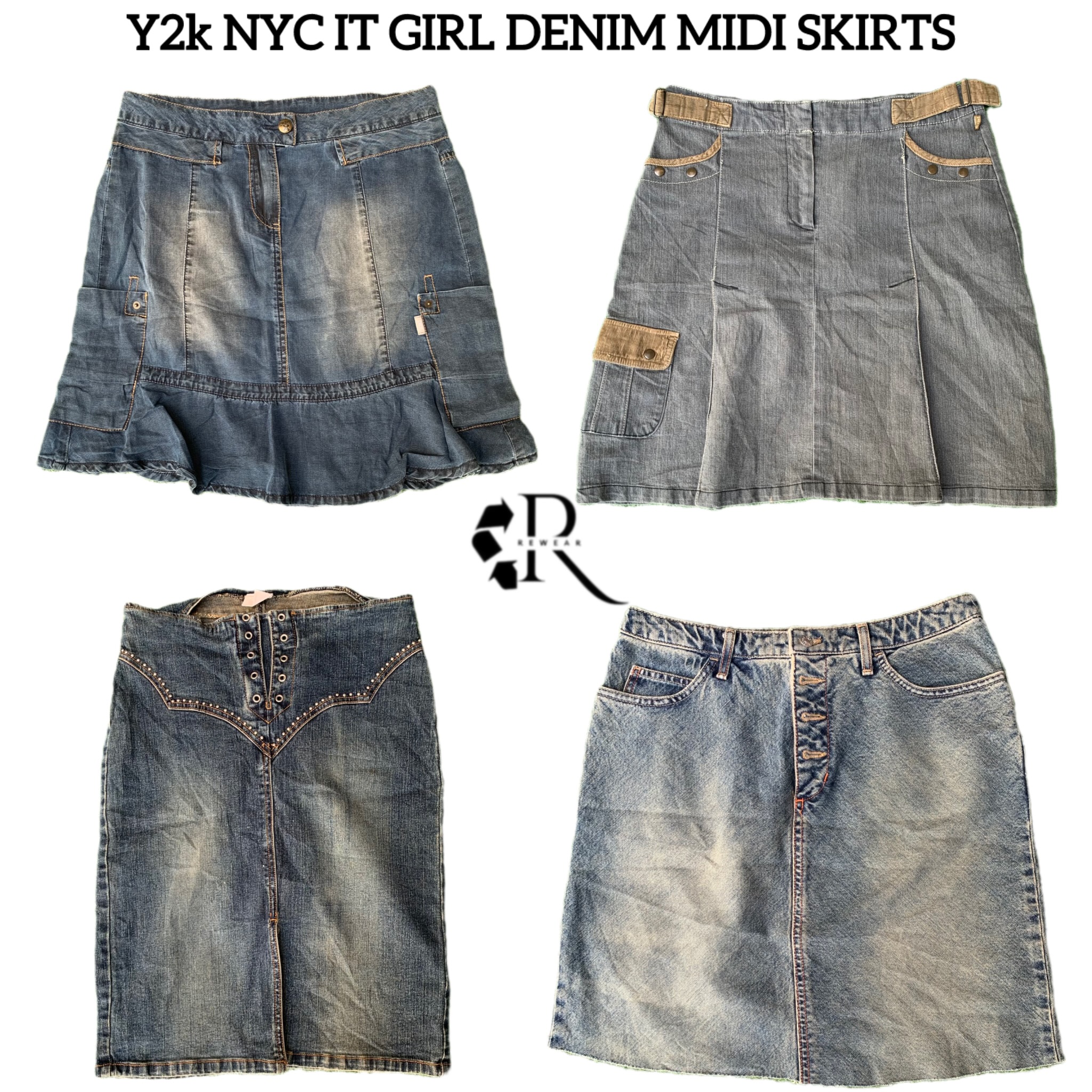 Y2K Nycit Girl Denim Midi Skirts Rw-1608