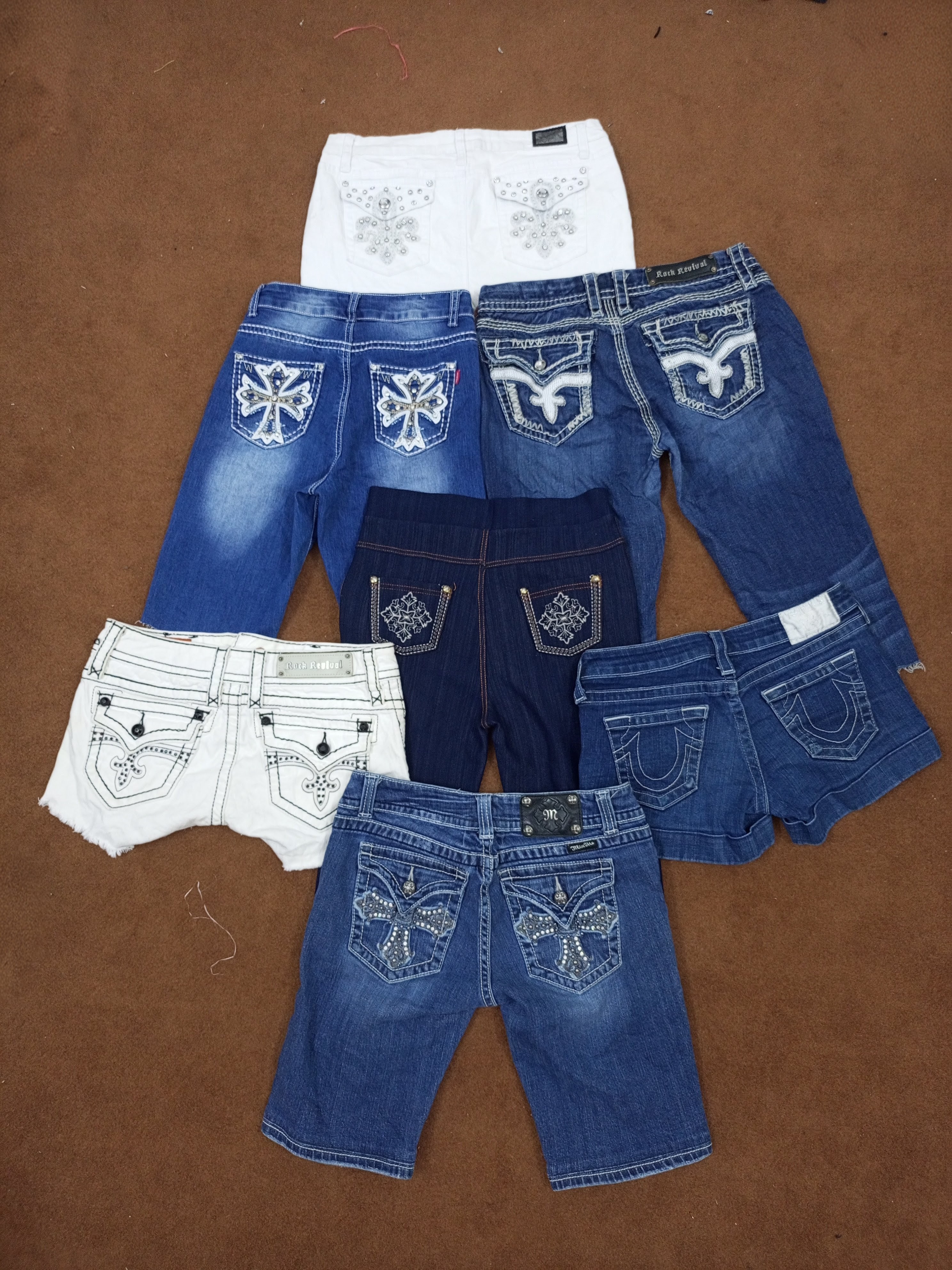 Y2K Embroidered Denim Shorts – Miss Me / True Reli..