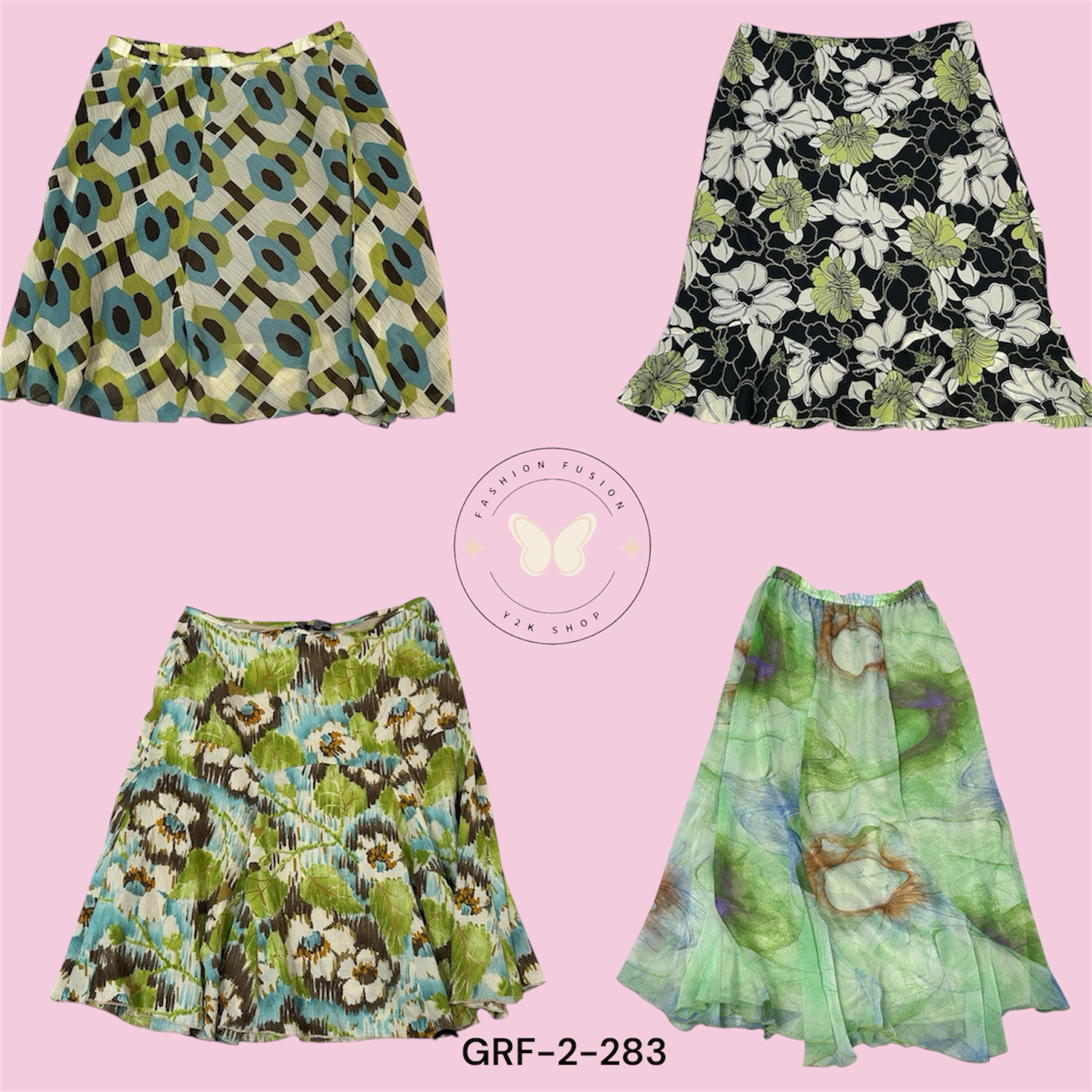 Flora Poly Skirt – Elegant Floral Print A-Line Ski..