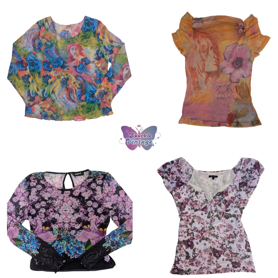 Premium Mesh Printed Tops for Women