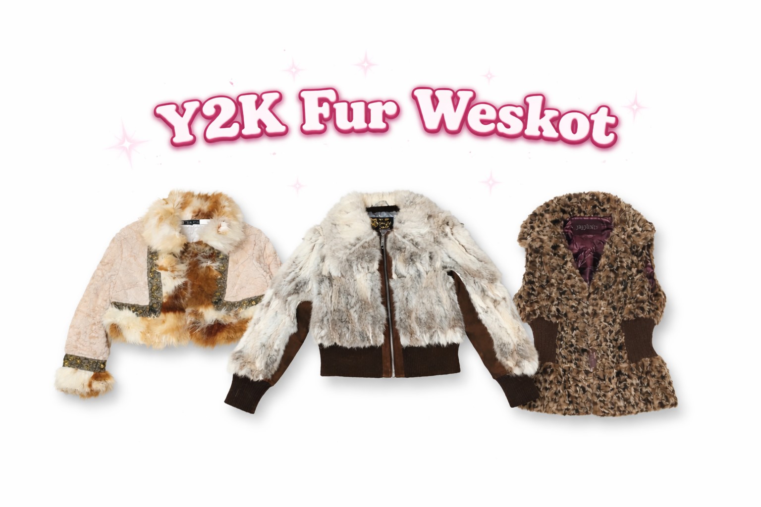Y2K Fur Waistcoat – Vintage Glam Gilet – Statement..