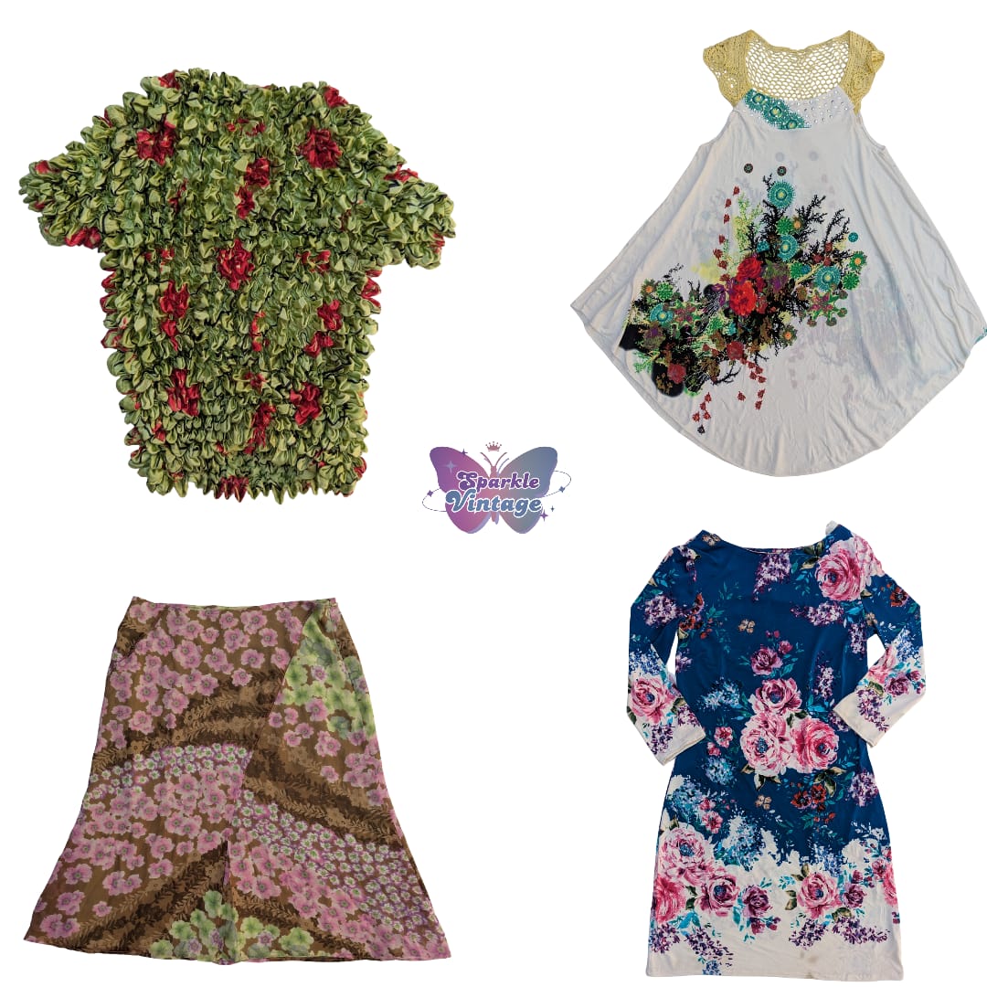 Y2K Bold Rose Print Bodycon Dress -  Midnight Blue..