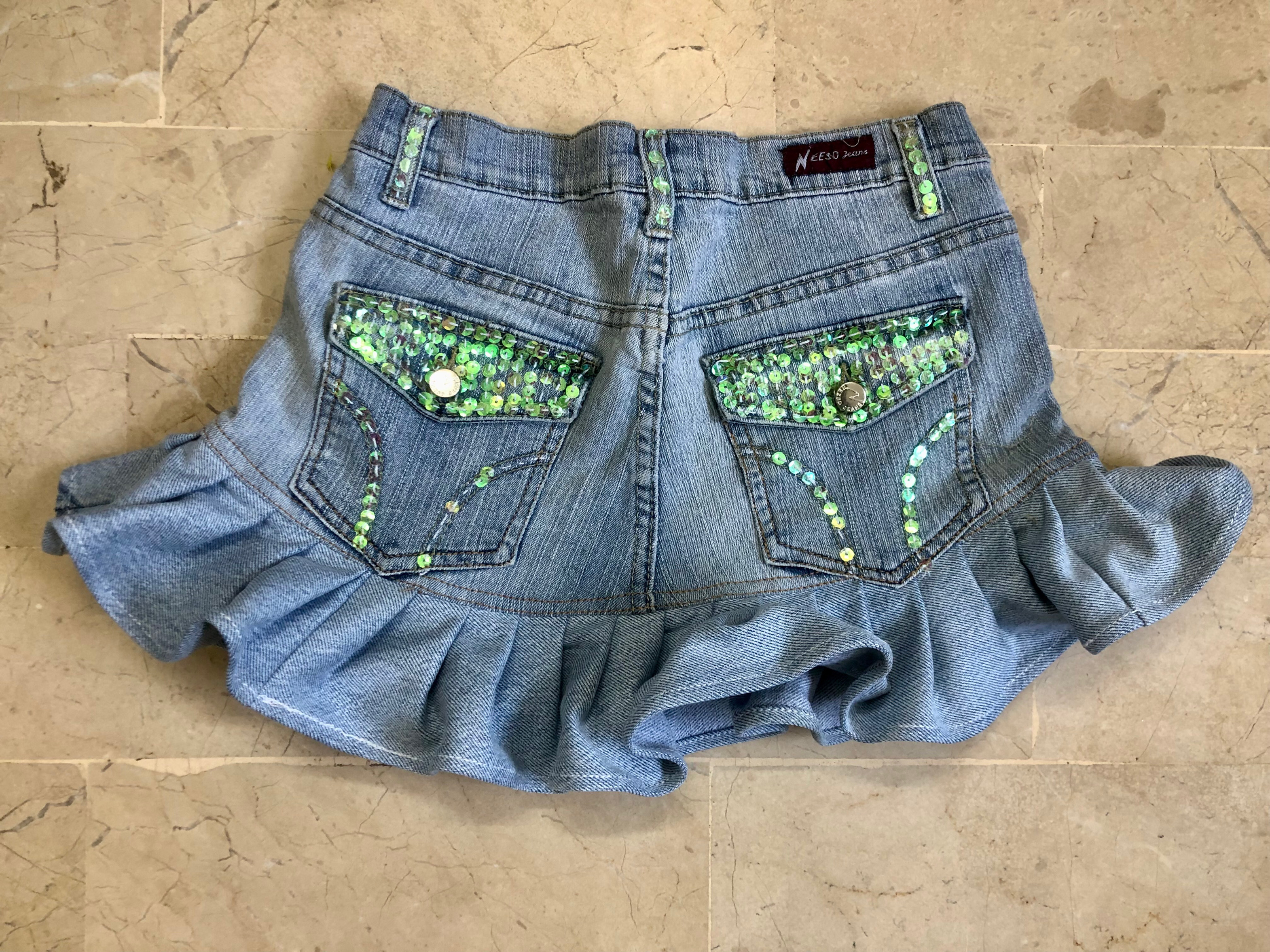 Y2k Upcycled denim mini pleated Skirt - moq 10