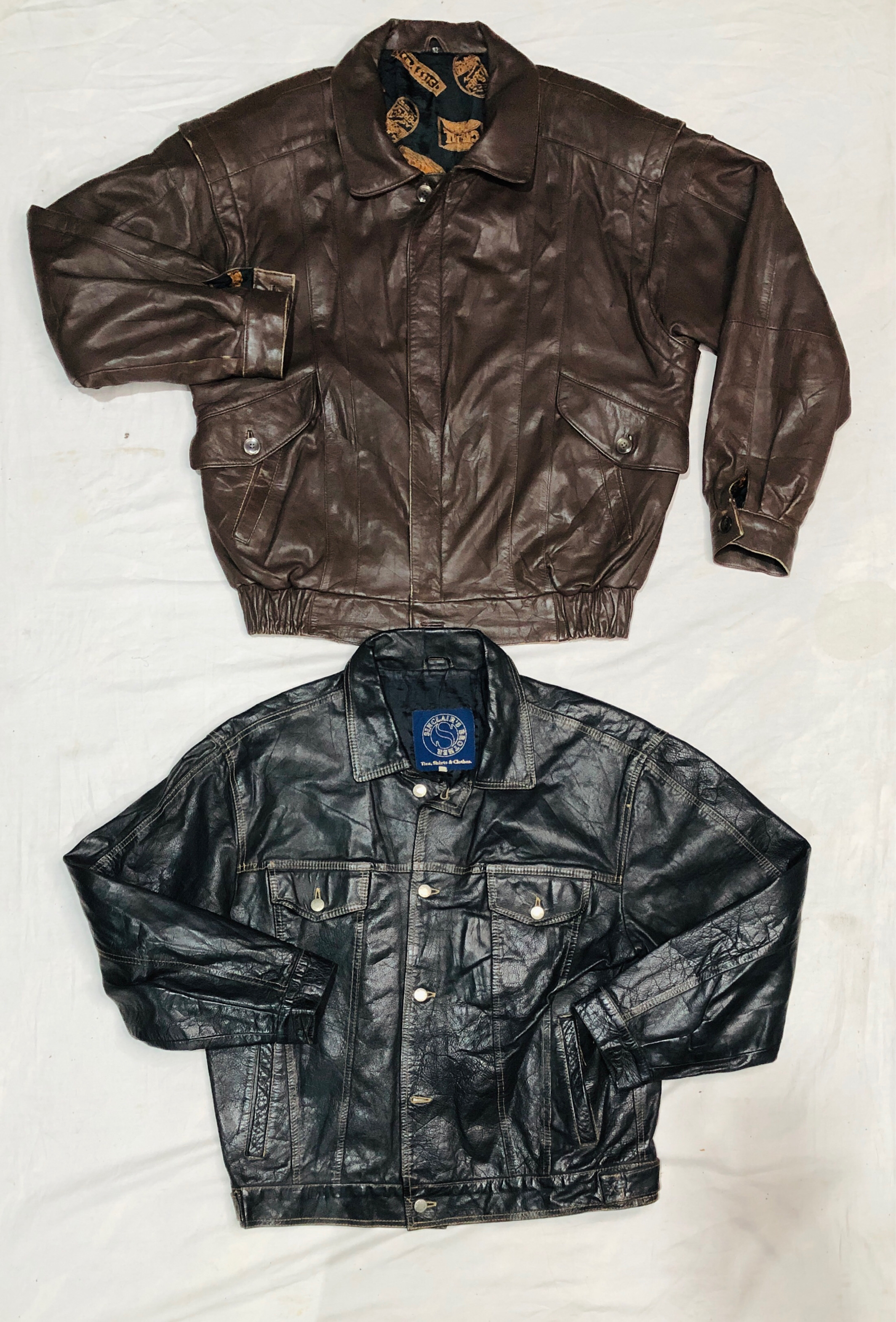 Baggy Vintage Leather Jackets 1980s style and stra..