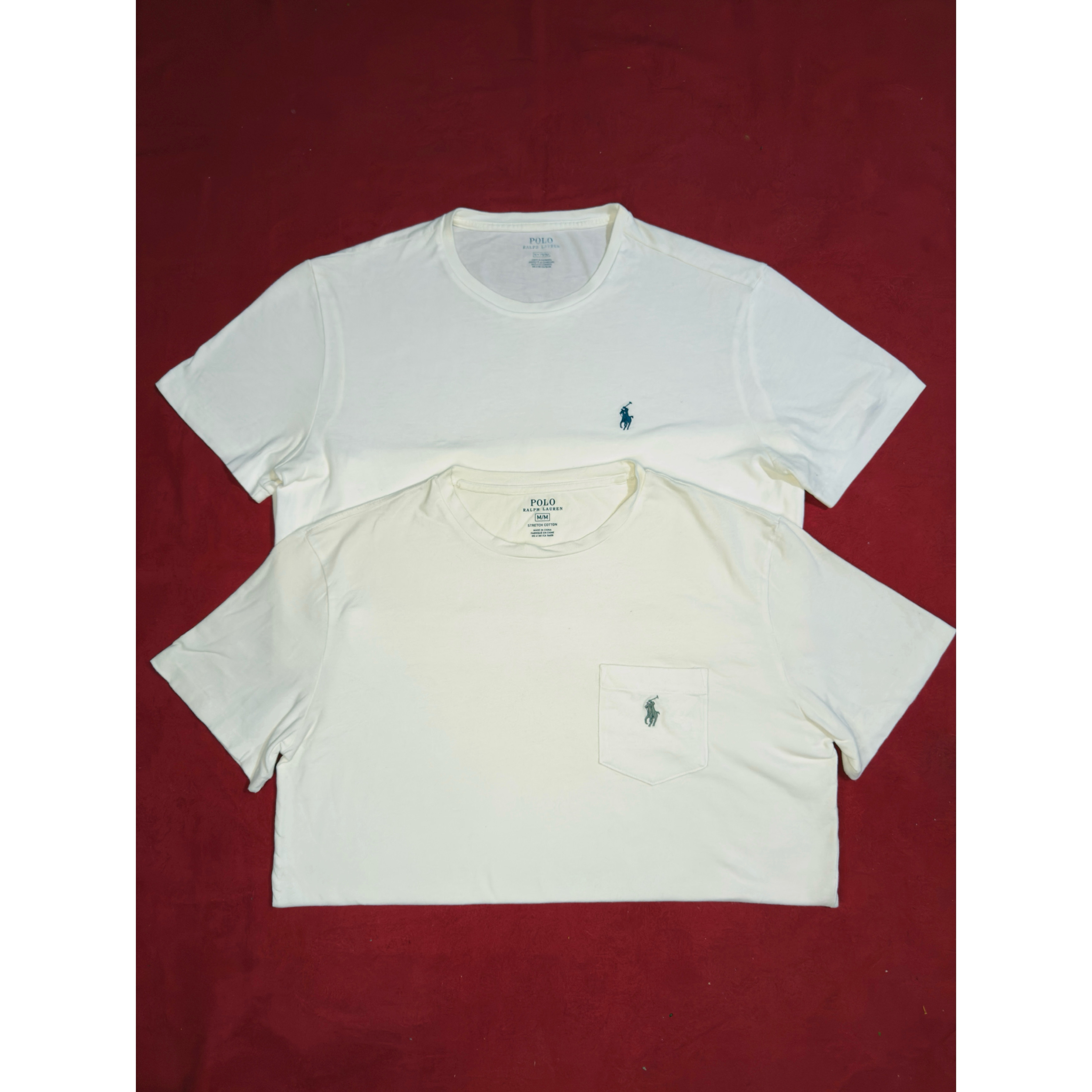 T-shirts à col rond uni Ralph Lauren ou Lacoste