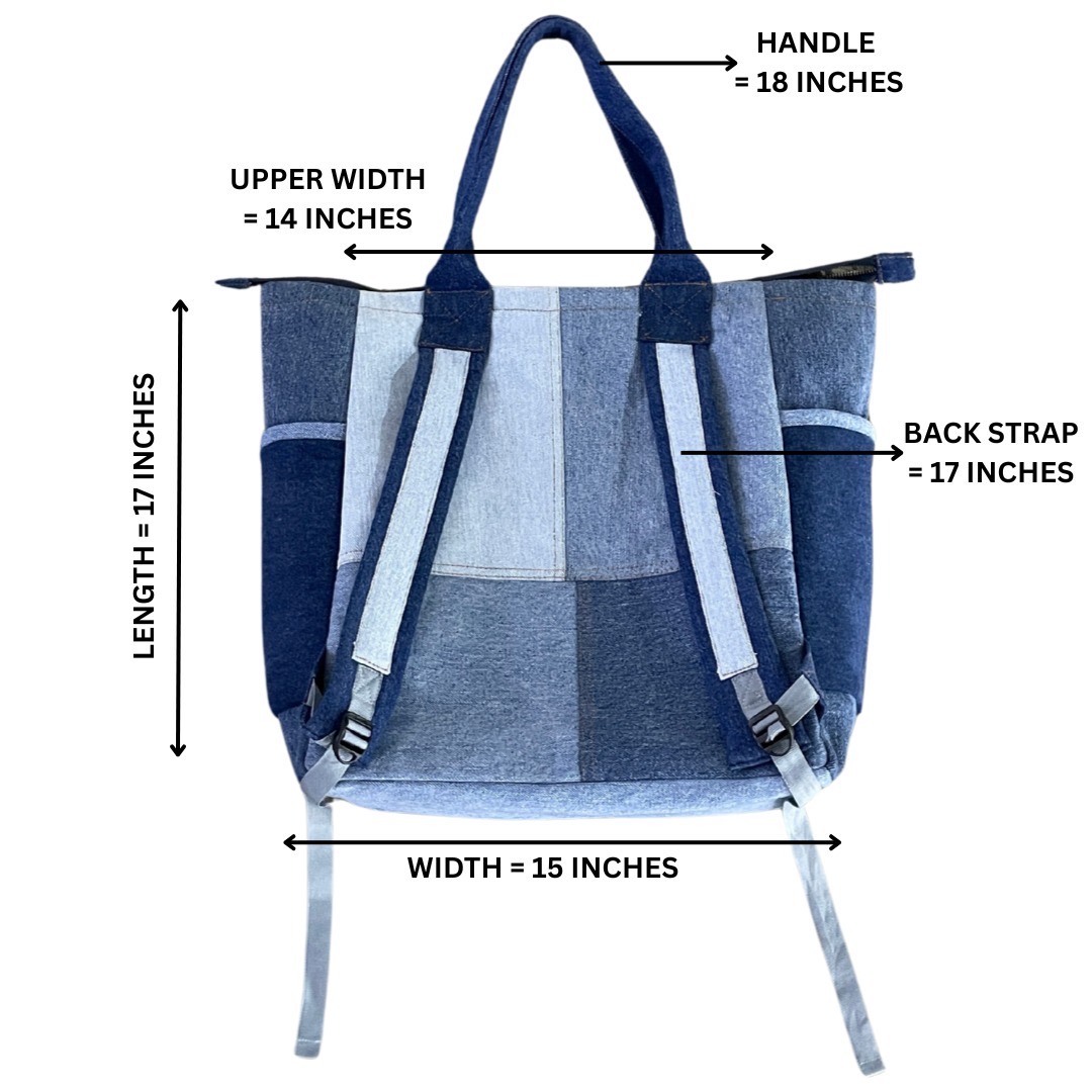 Upcycled Denim Convertible Tote Backpack